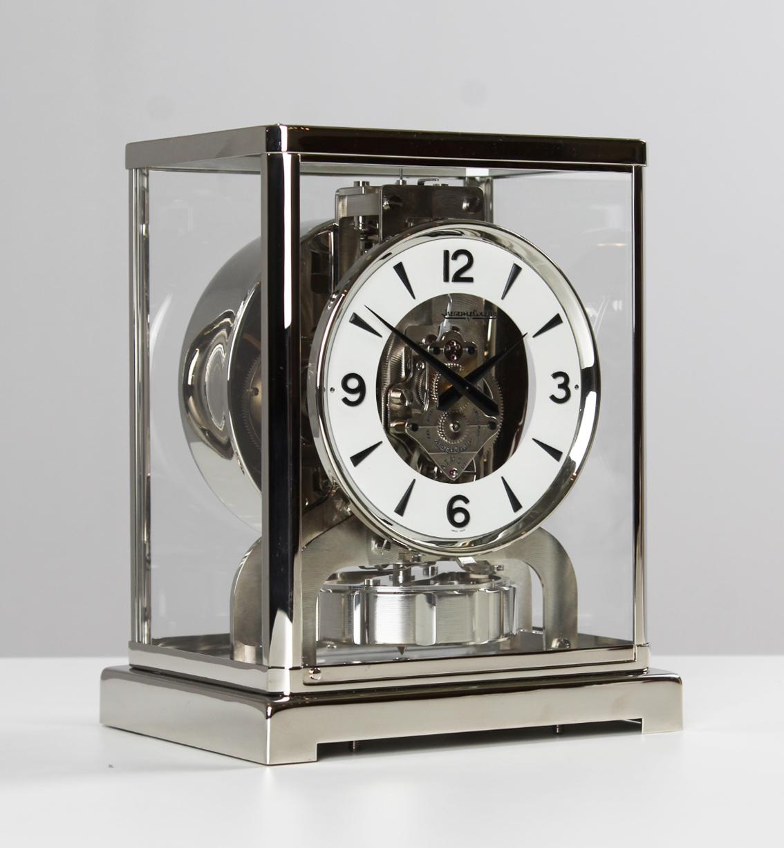 Jaeger Lecoutre, Silver Atmos Clock from 1965, Revised and New Nickel-Plated 5