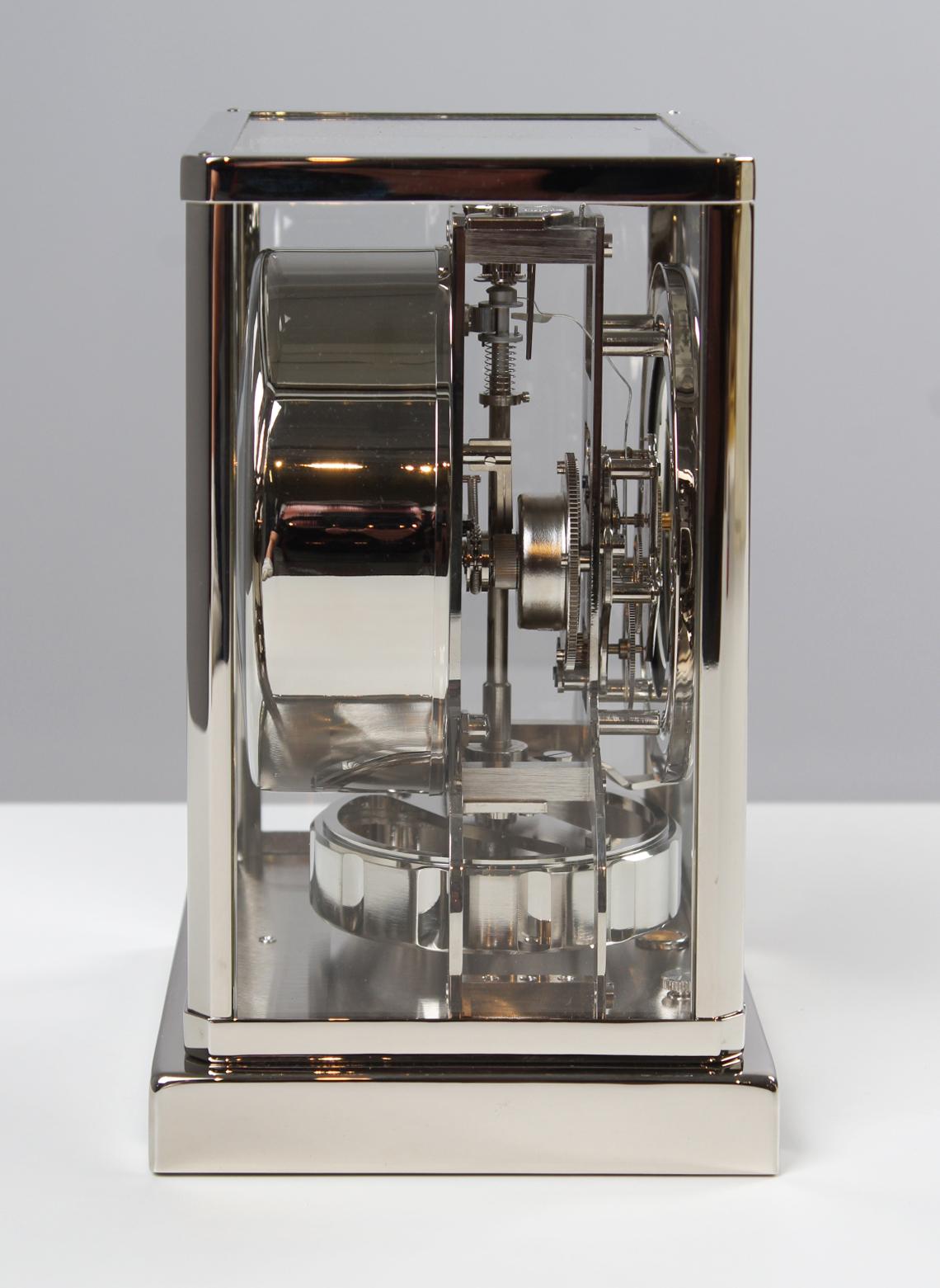 Jaeger Lecoutre, Silver Atmos Clock from 1965, Revised and New Nickel-Plated 8