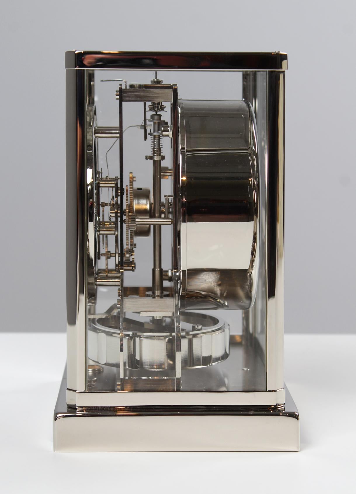 Jaeger Lecoutre, Silver Atmos Clock from 1965, Revised and New Nickel-Plated 9