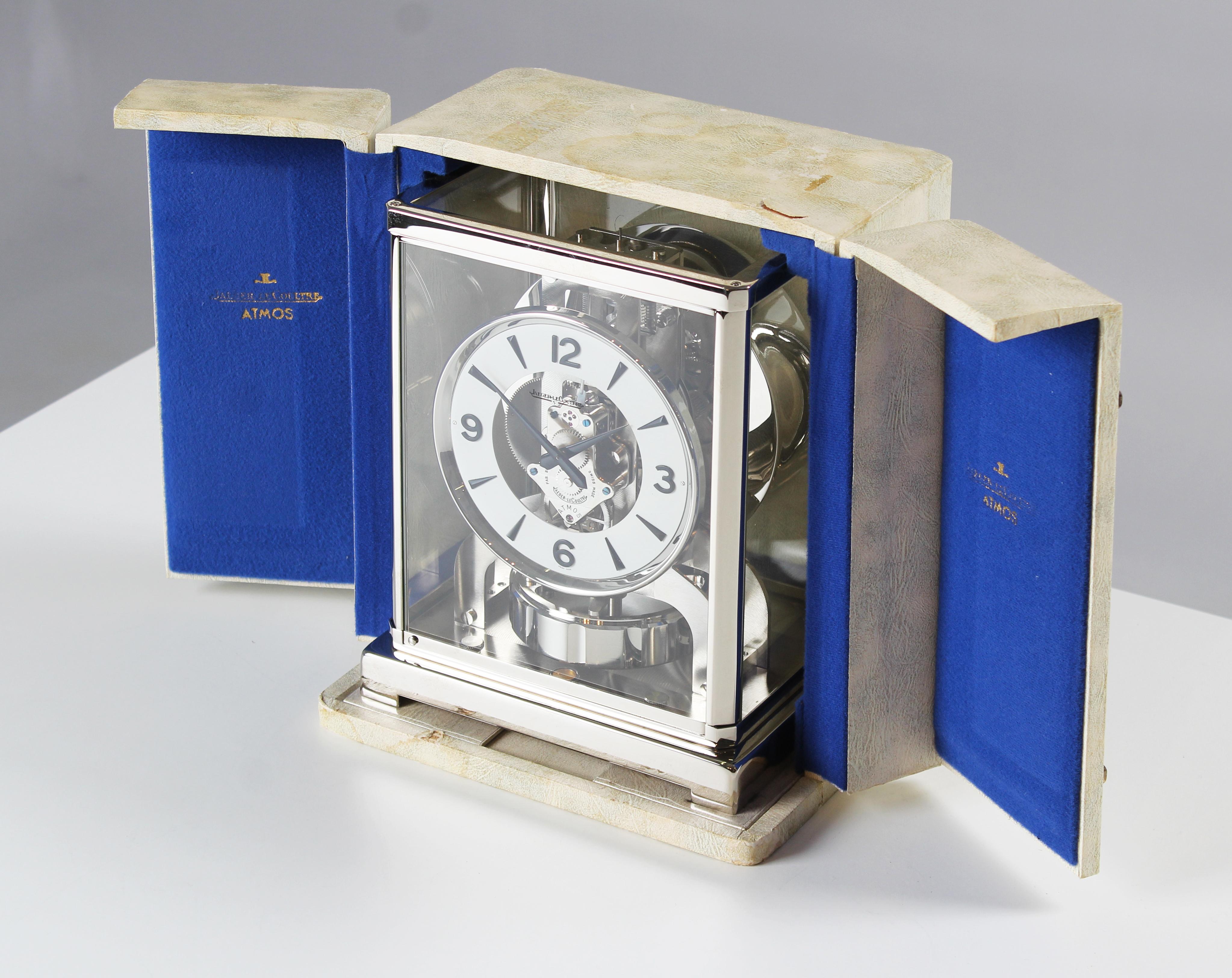 Swiss Jaeger Lecoutre, Silver Atmos Clock from 1965, Revised and New Nickel-Plated