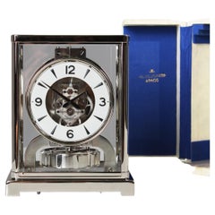 Vintage Jaeger Lecoutre, Silver Atmos Clock from 1965, Revised and New Nickel-Plated