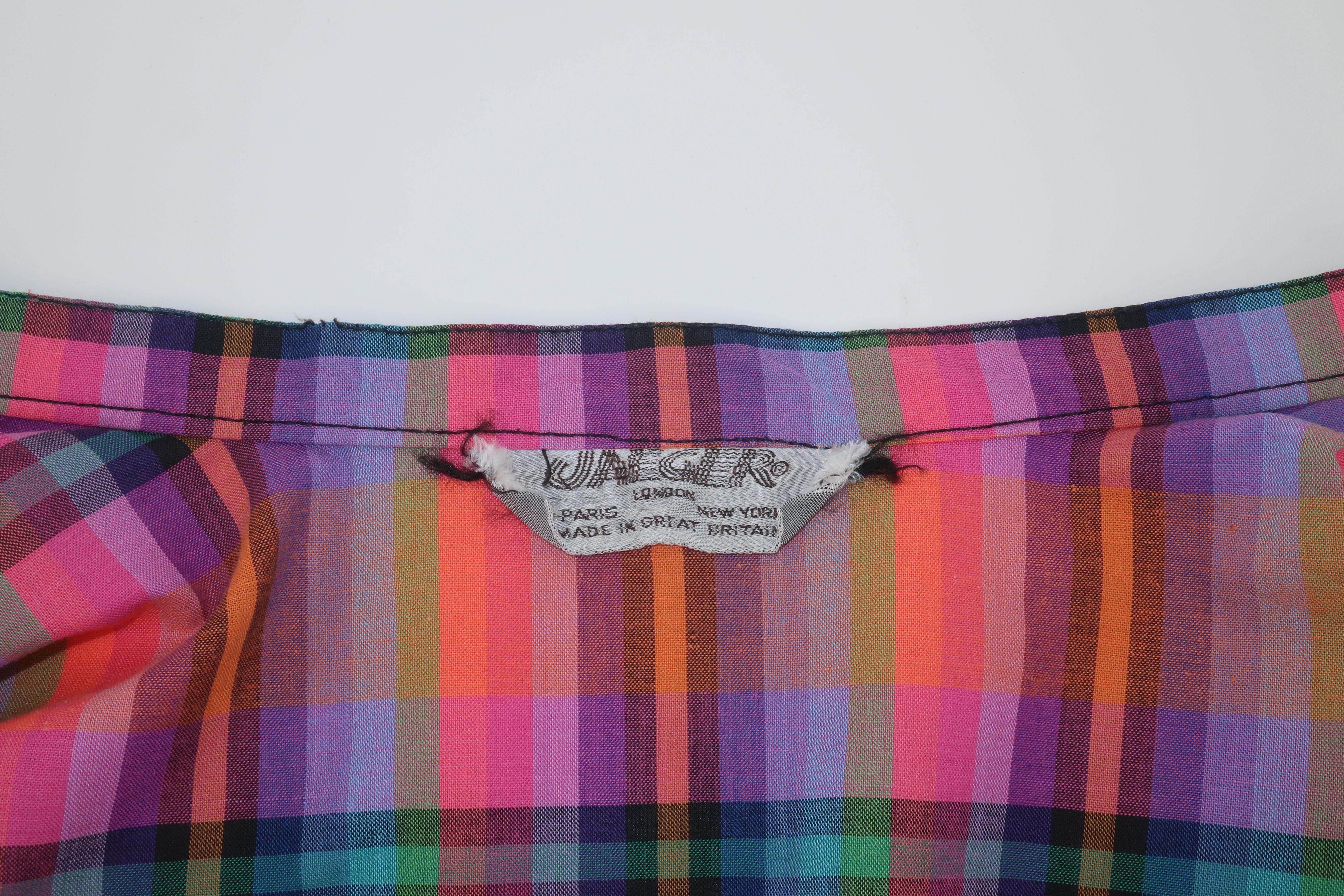 Jaeger Plaid Cotton Top & Reversible Skirt Dress Ensemble, 1970's For Sale 9