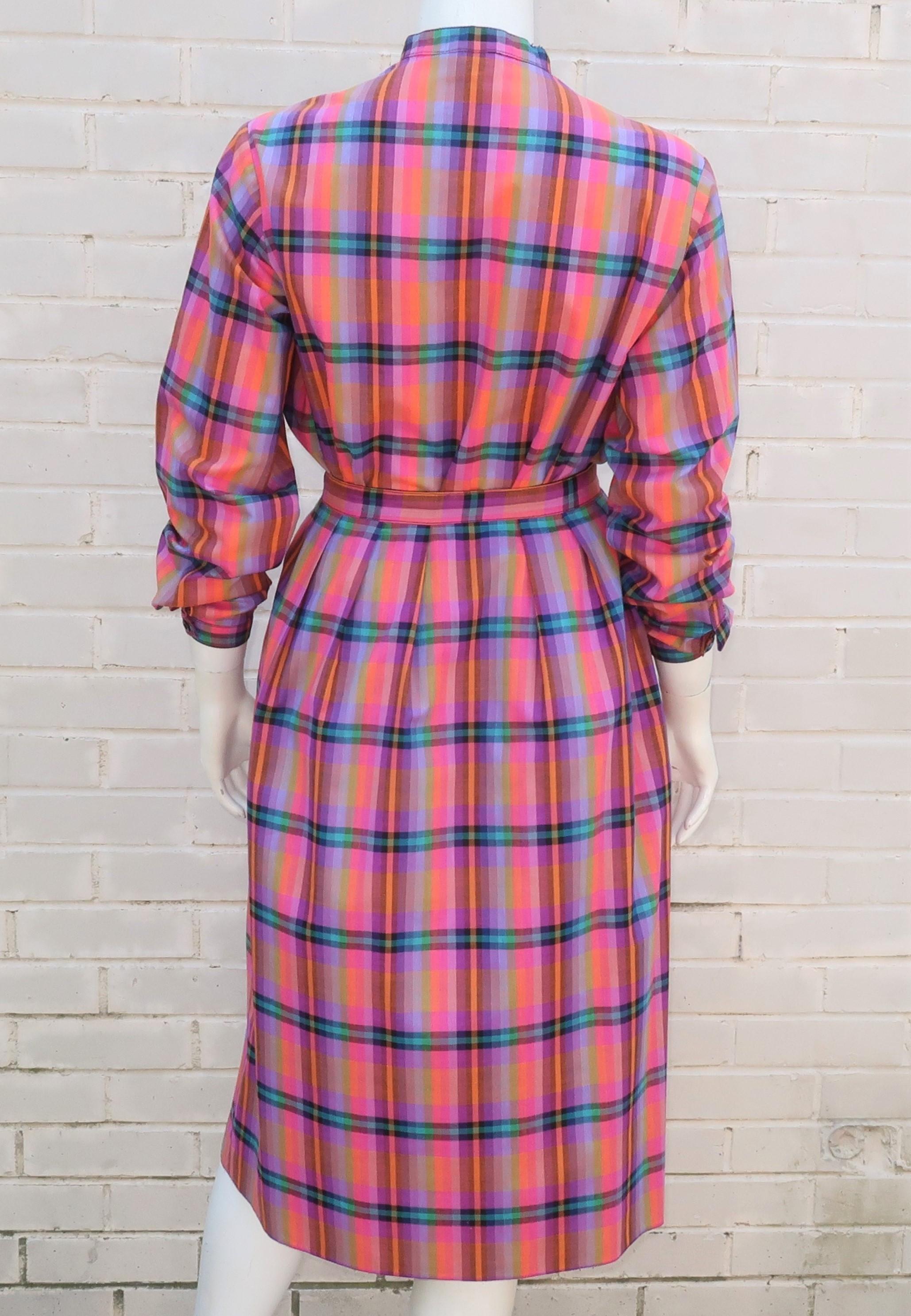 Jaeger Plaid Cotton Top & Reversible Skirt Dress Ensemble, 1970's For Sale 3