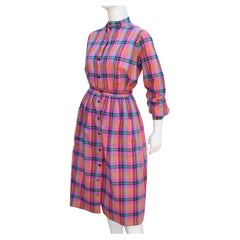 Jaeger Plaid Cotton Top & Reversible Skirt Dress Ensemble, 1970's