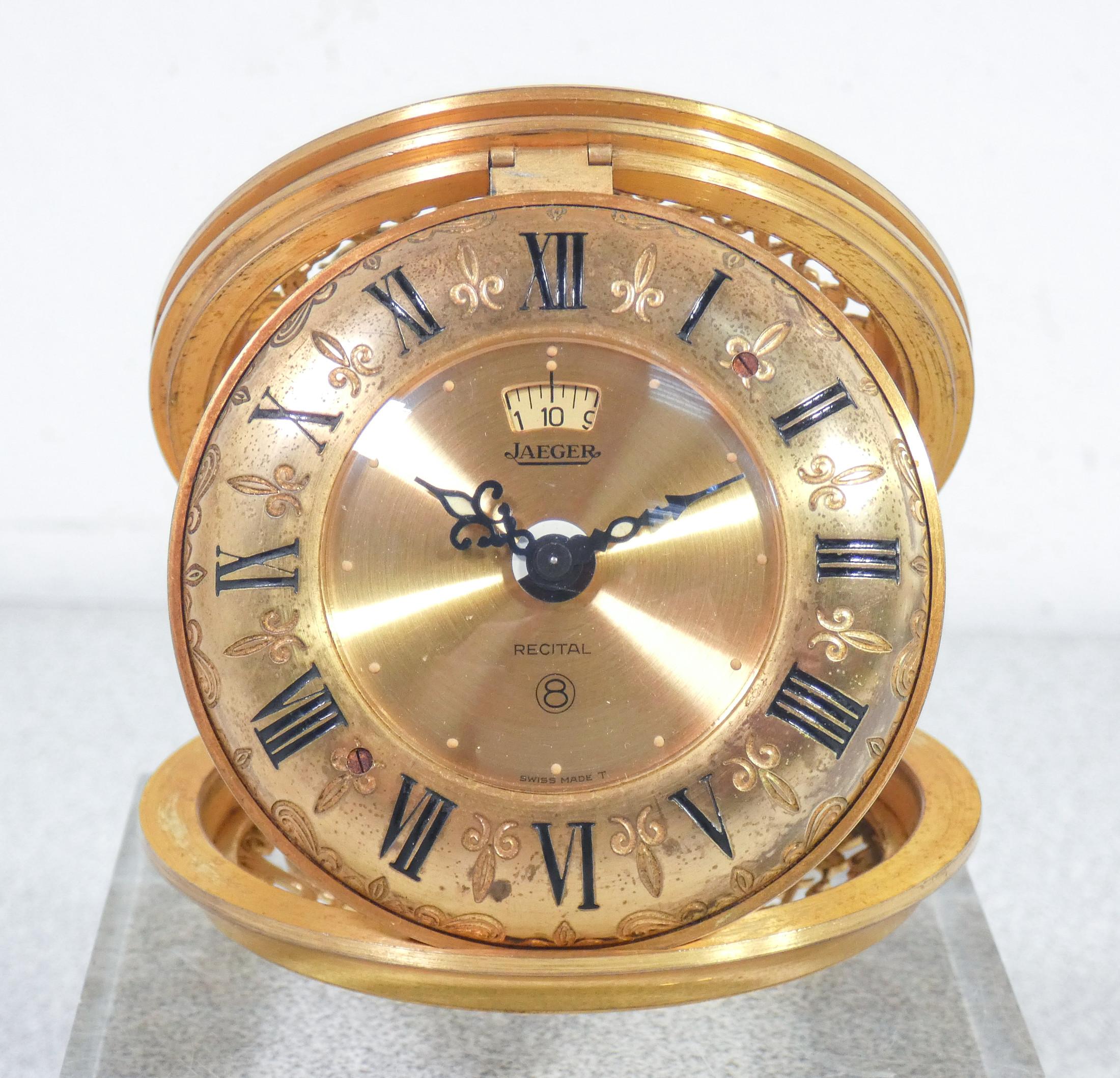 Swiss Jaeger Recital Model 106, Travel Alarm Clock, 8-Day Charge, Switzerland, 1940s