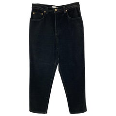 JAEGER Size 12 Black Stretch Velvet Jeans