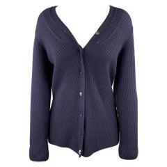 JAEGER Cardigan a coste in lana merino con bottoni taglia M Navy