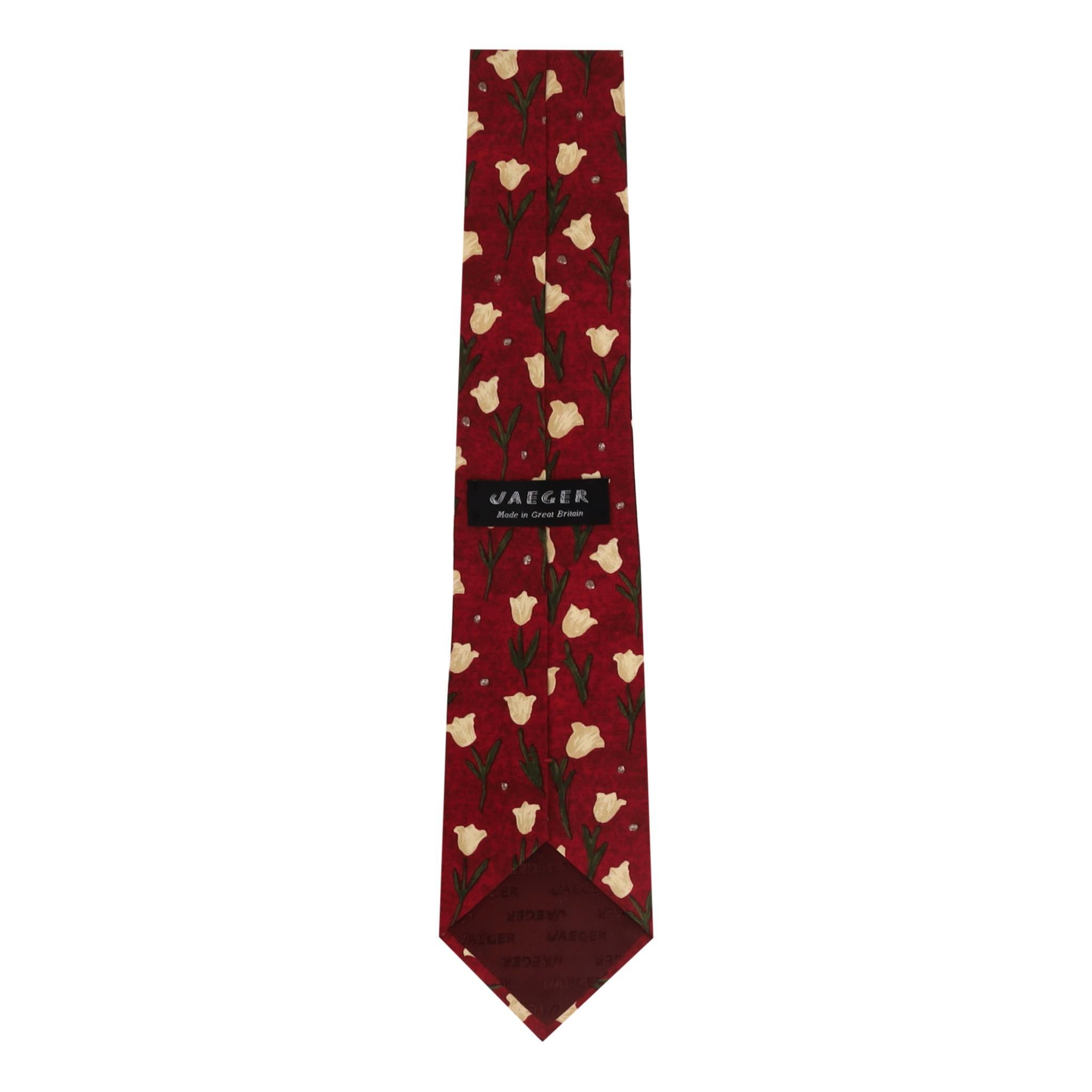 Corbata de seda con estampado de tulipanes Jaeger en Excelente estado para la venta en London, GB