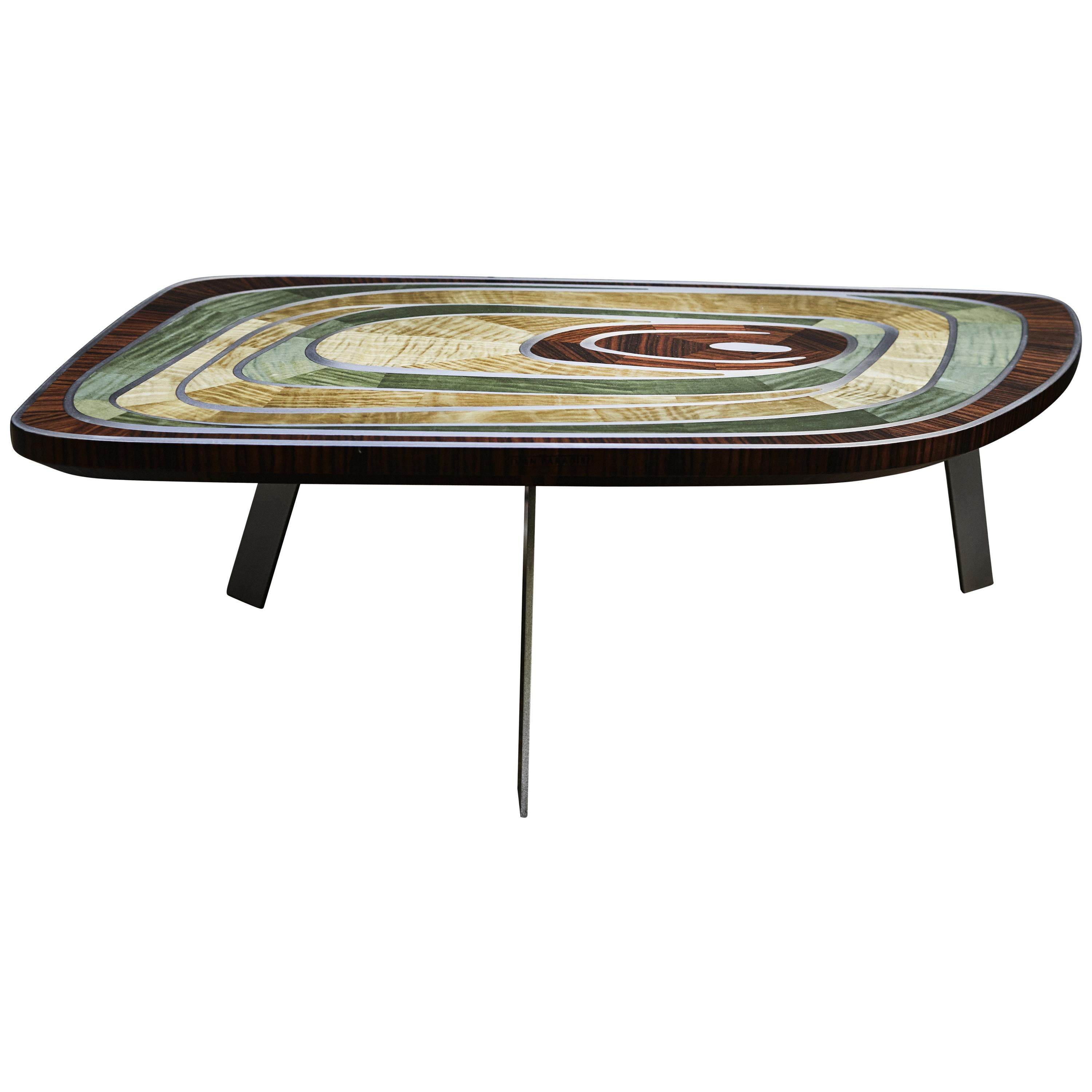 Jael Green Coffee Table by Ivan Paradisi, Rosewood & Maple, Italy
