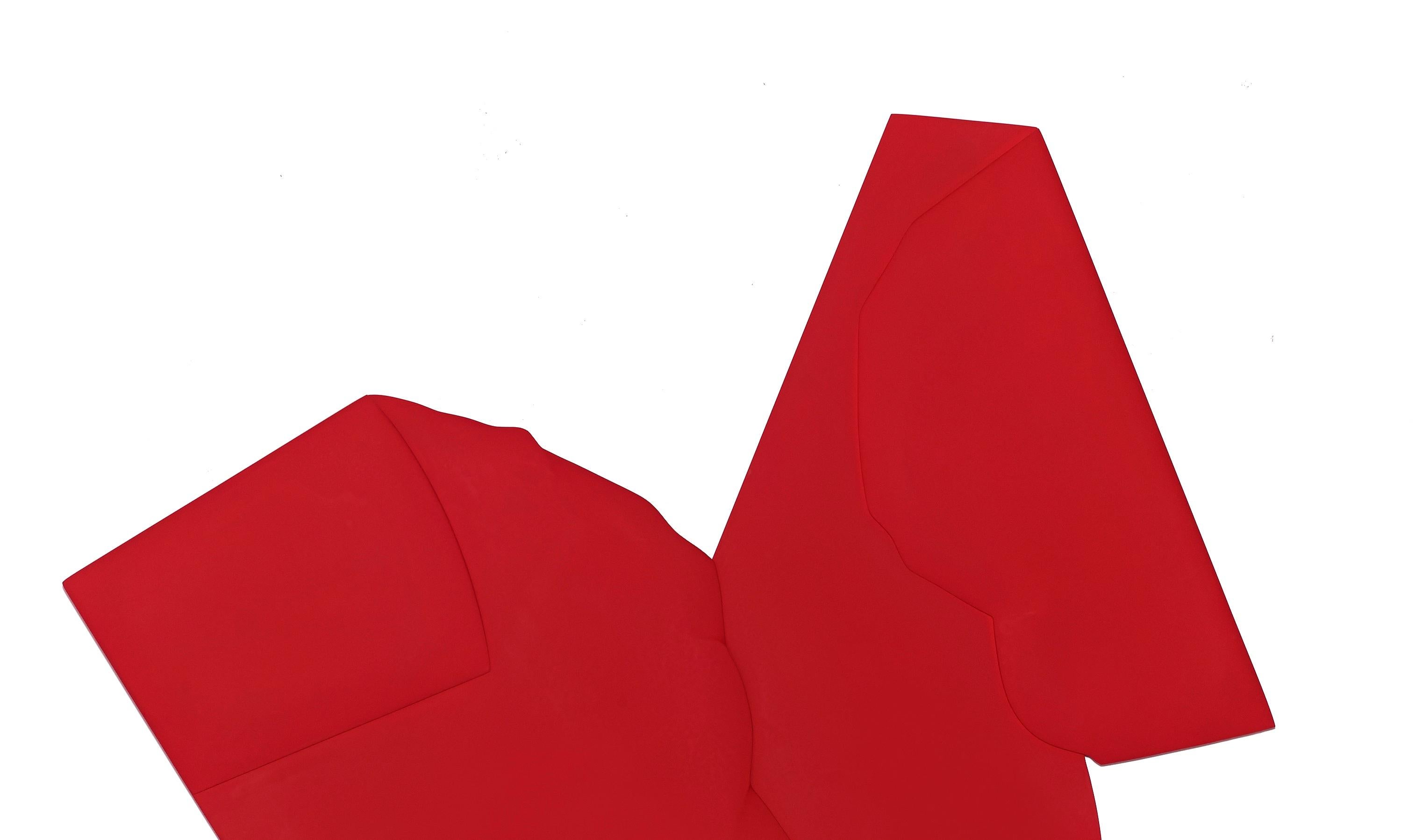 Crane - Red Abstract Painting by Jaena Kwon