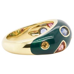 JAG New York 18 Karat Dome Ring with Sapphires, Emeralds, Peridot and Tourmaline