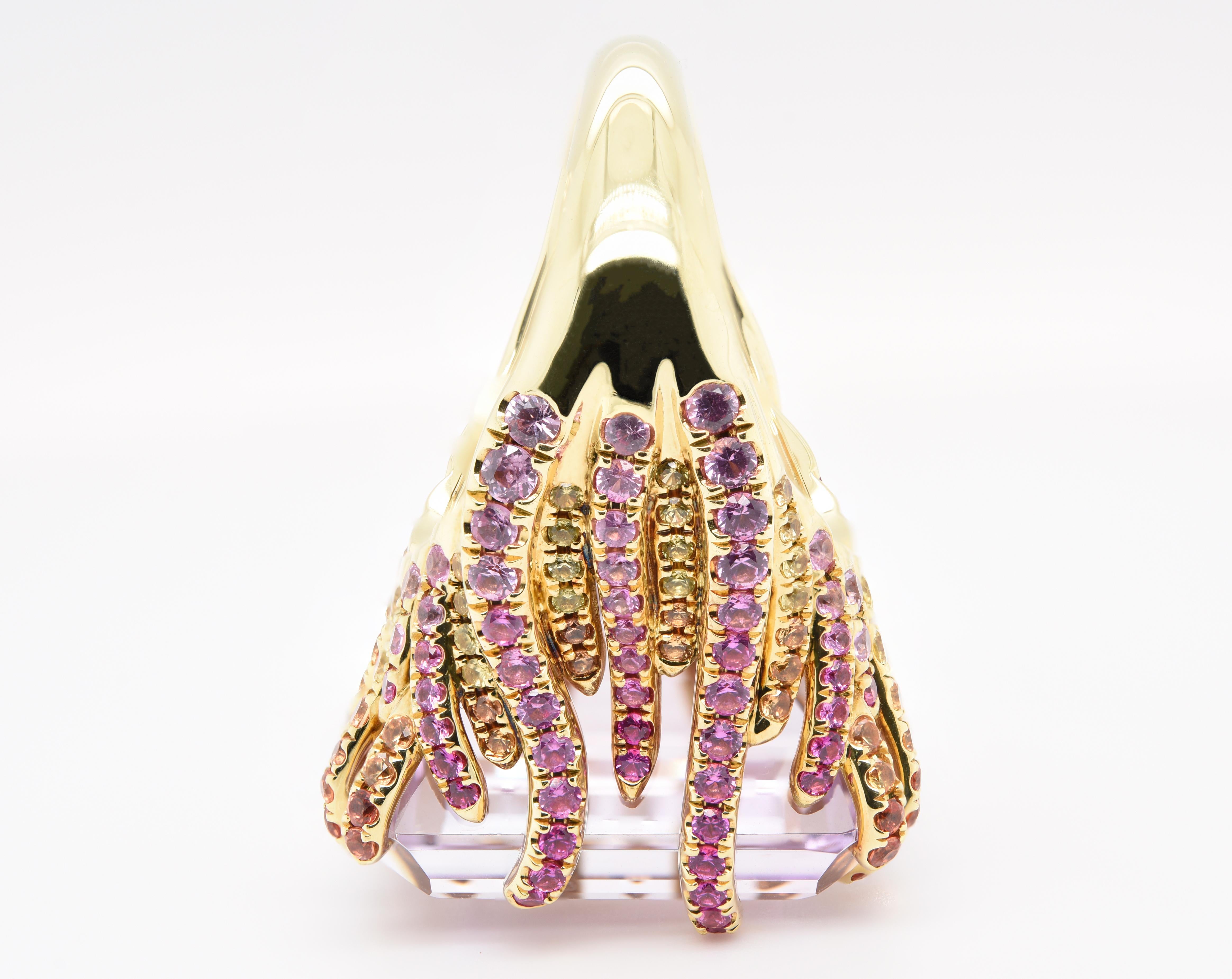 JAG New York 18 Karat Ring with Amethyst, Pink and Orange Sapphires For Sale 1