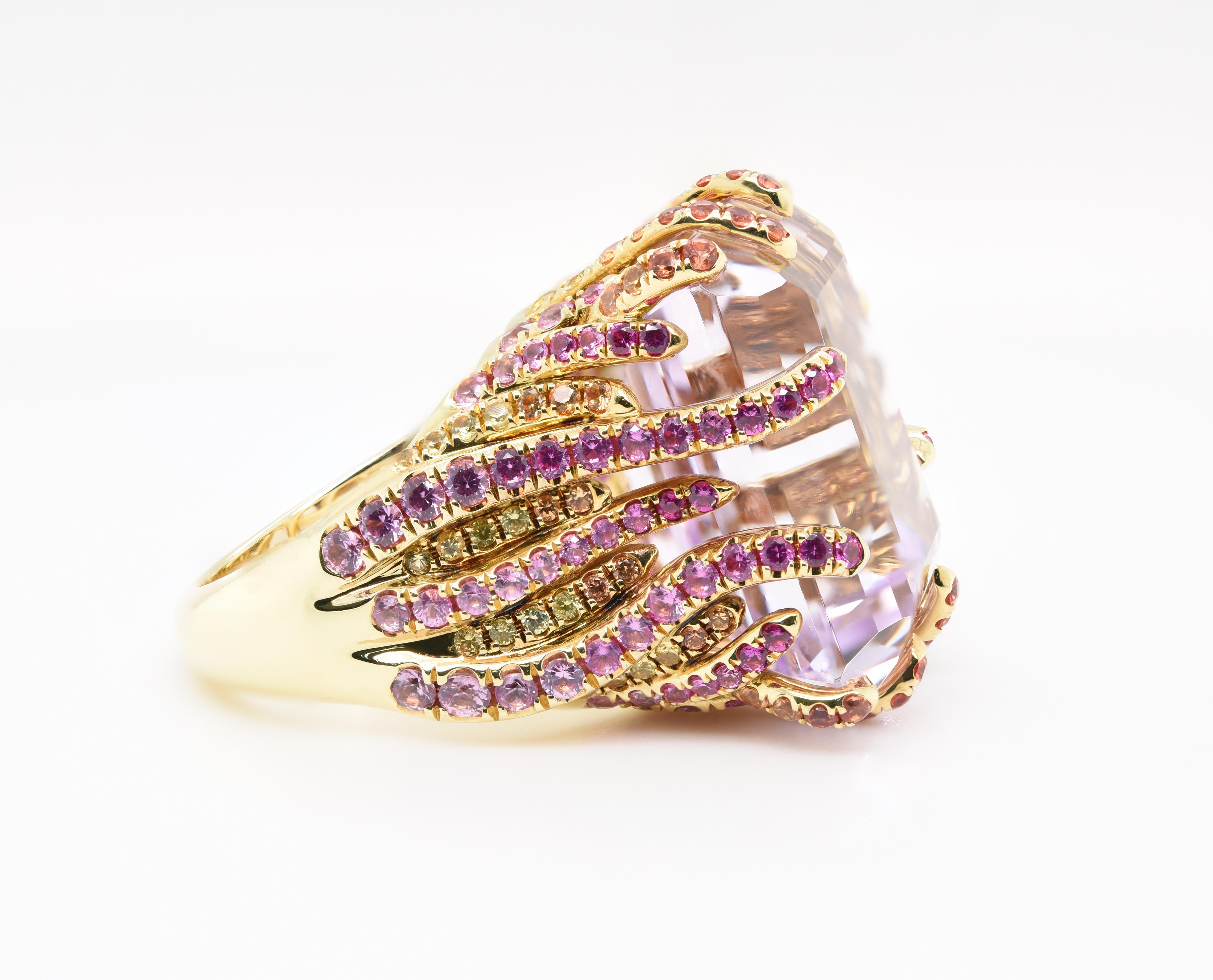 JAG New York 18 Karat Ring with Amethyst, Pink and Orange Sapphires For Sale 2