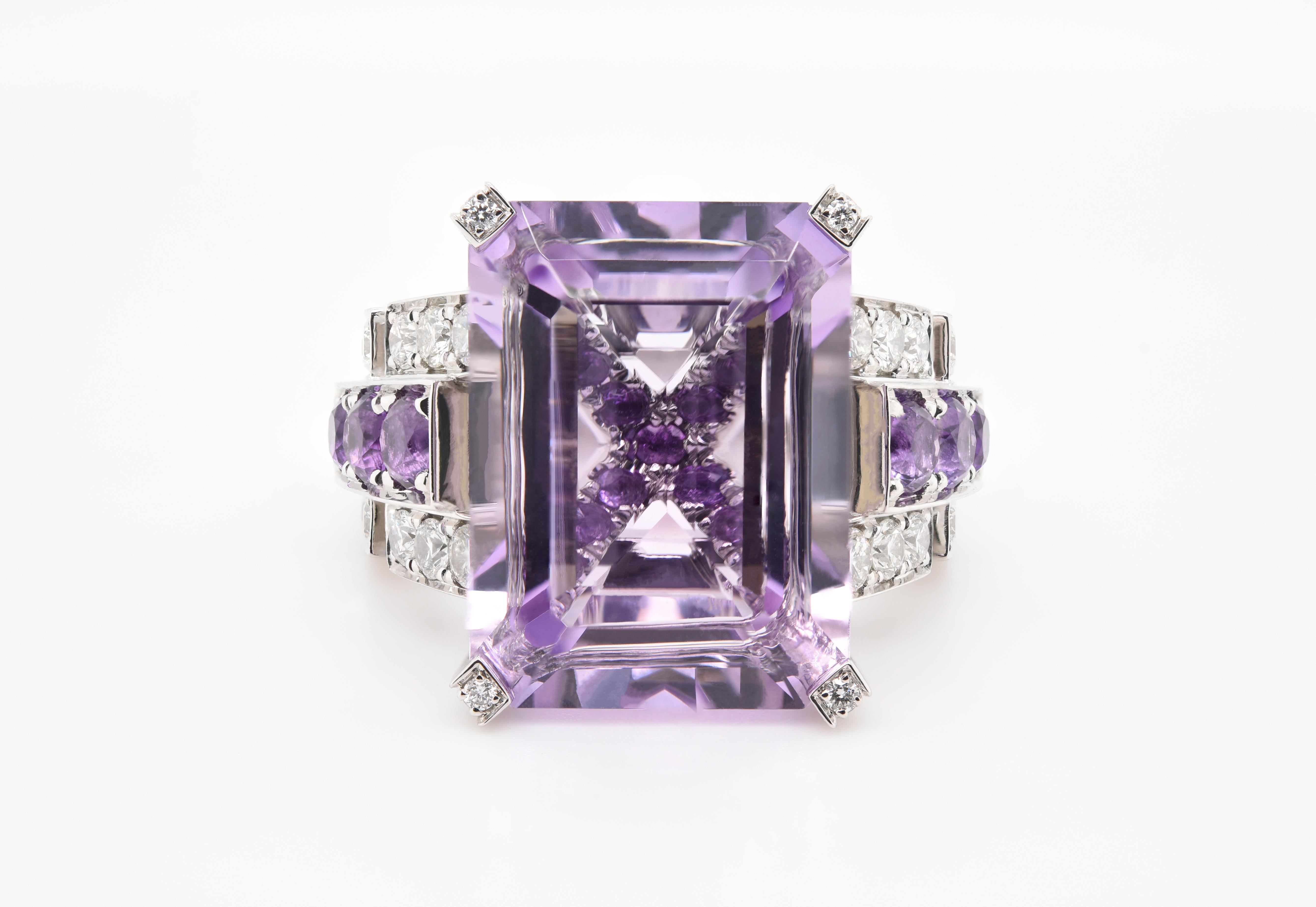 diamond ring with amethyst side stones