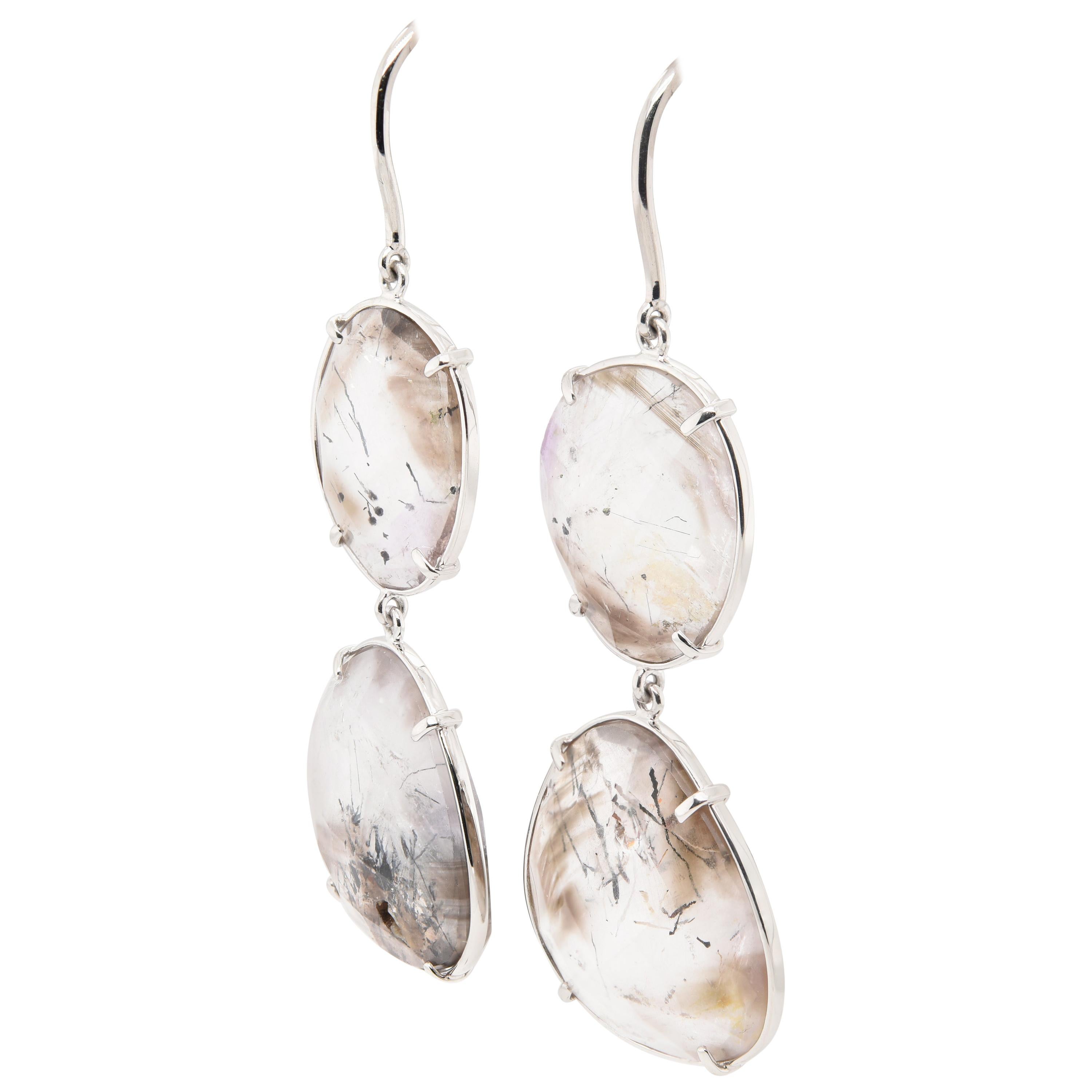 JAG New York Drop Earrings with Quartz Set in Platinum For Sale