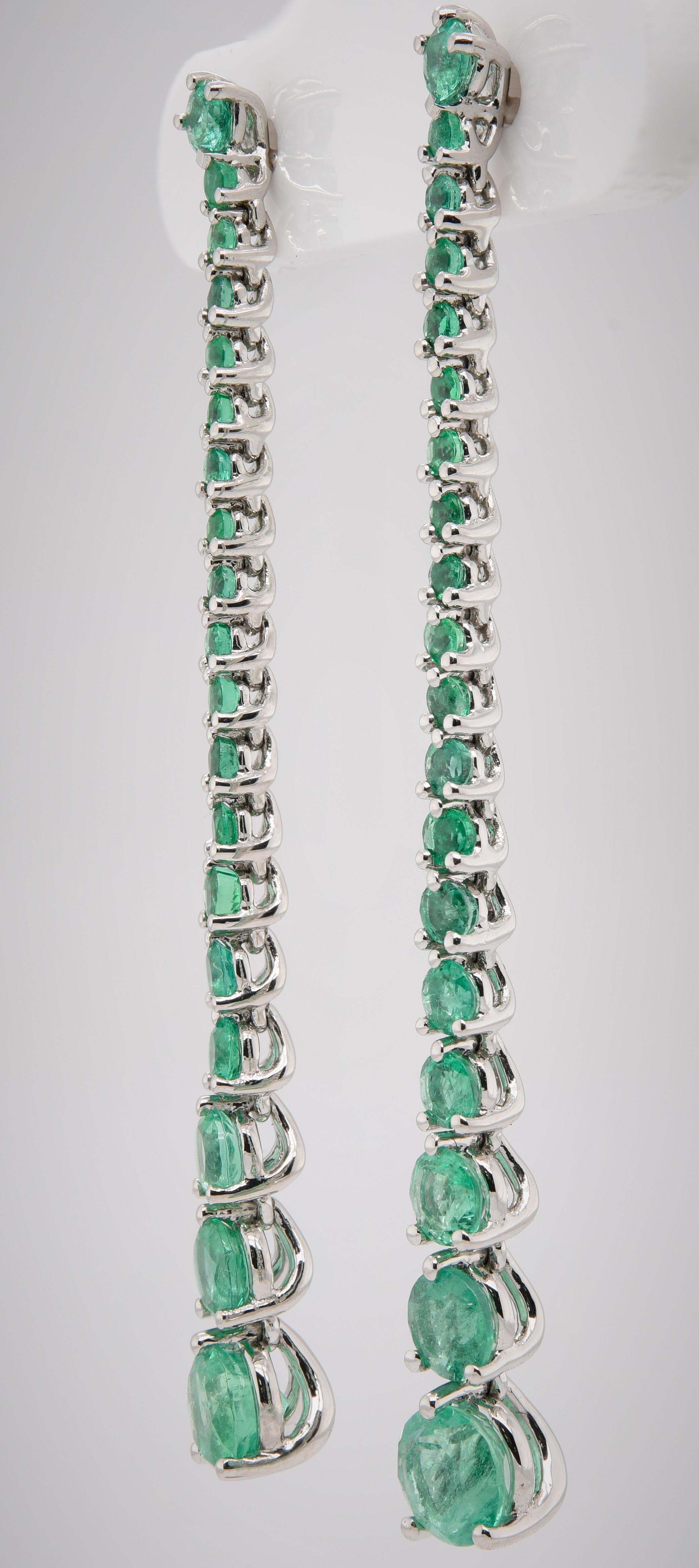 Women's or Men's JAG New York Emerald Drop Earrings in Platinum For Sale