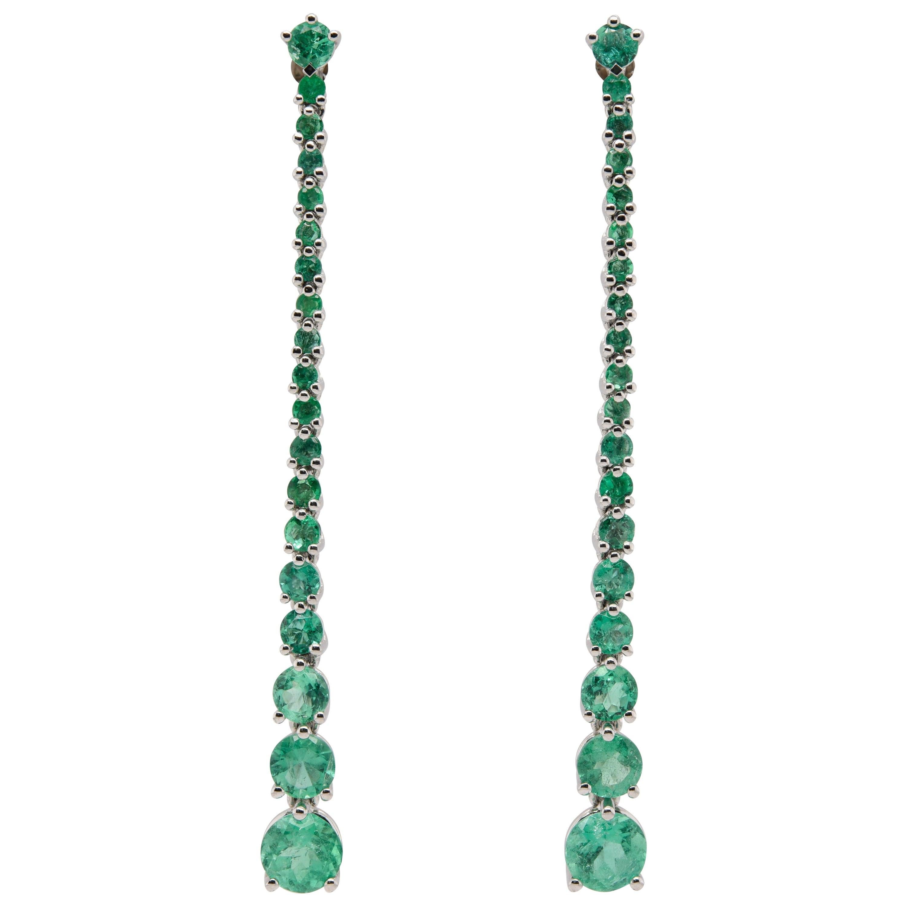 JAG New York Emerald Drop Earrings in Platinum For Sale