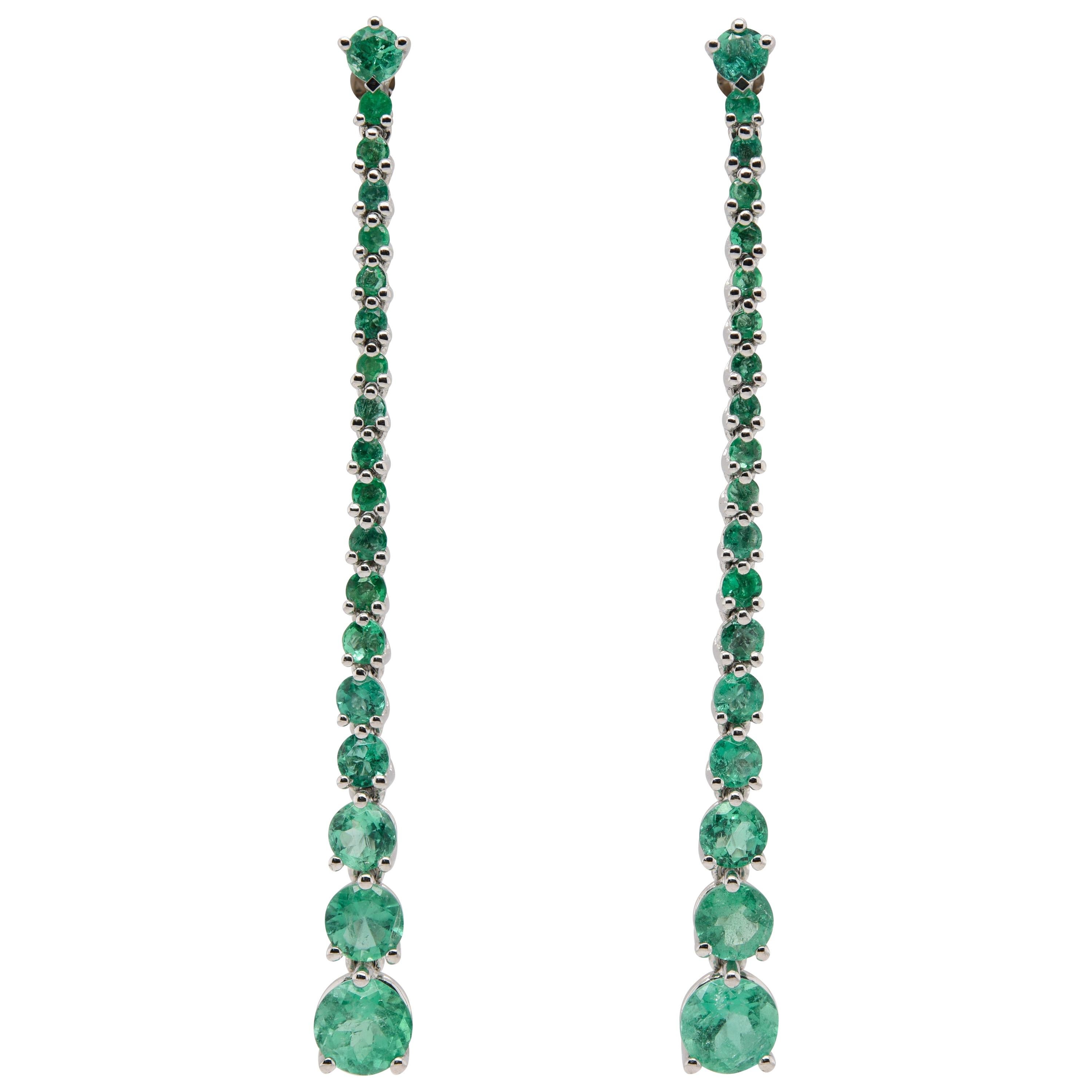 JAG New York Emerald Drop Earrings in Platinum