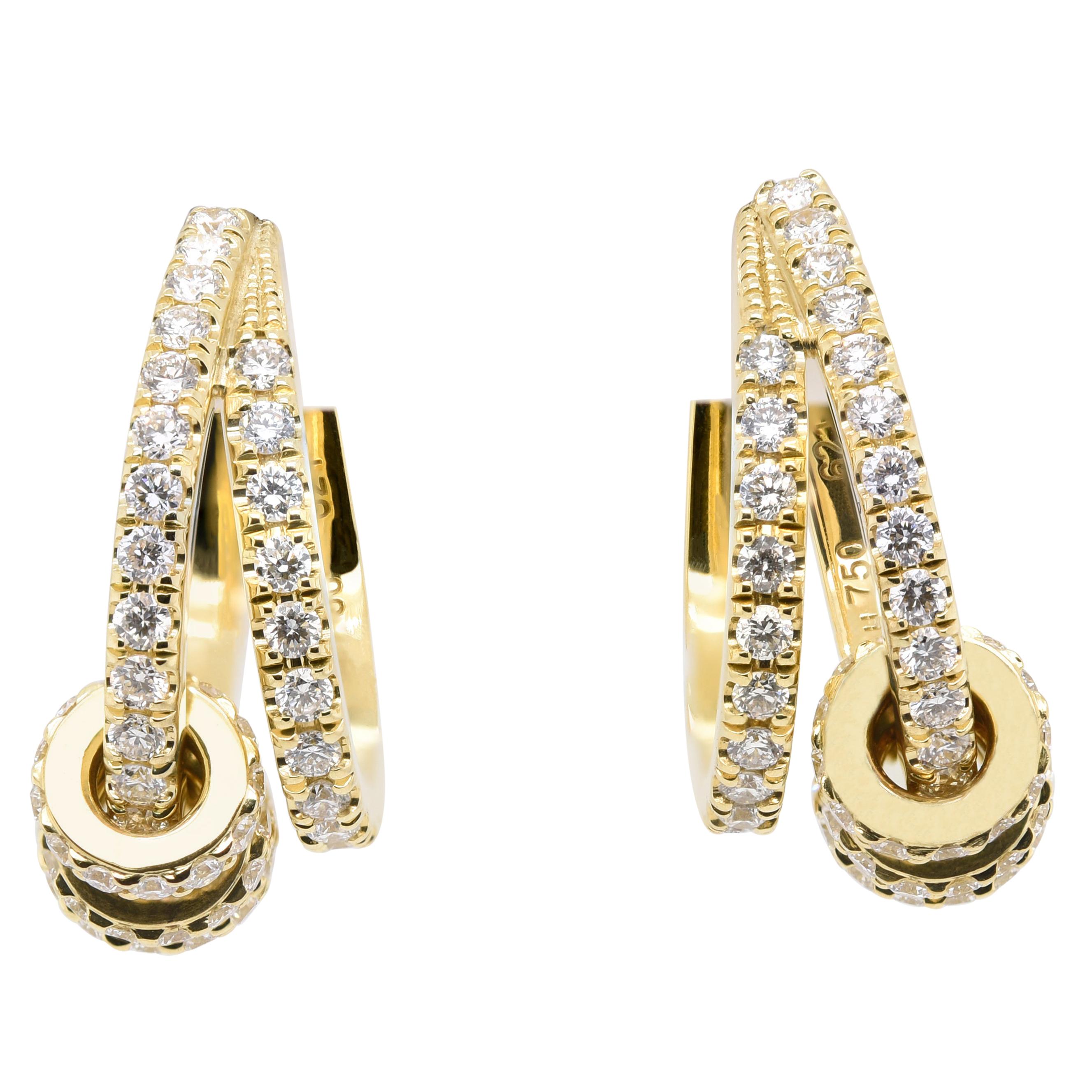 JAG New York Hoop Diamond Earrings in 18 Karat Yellow Gold