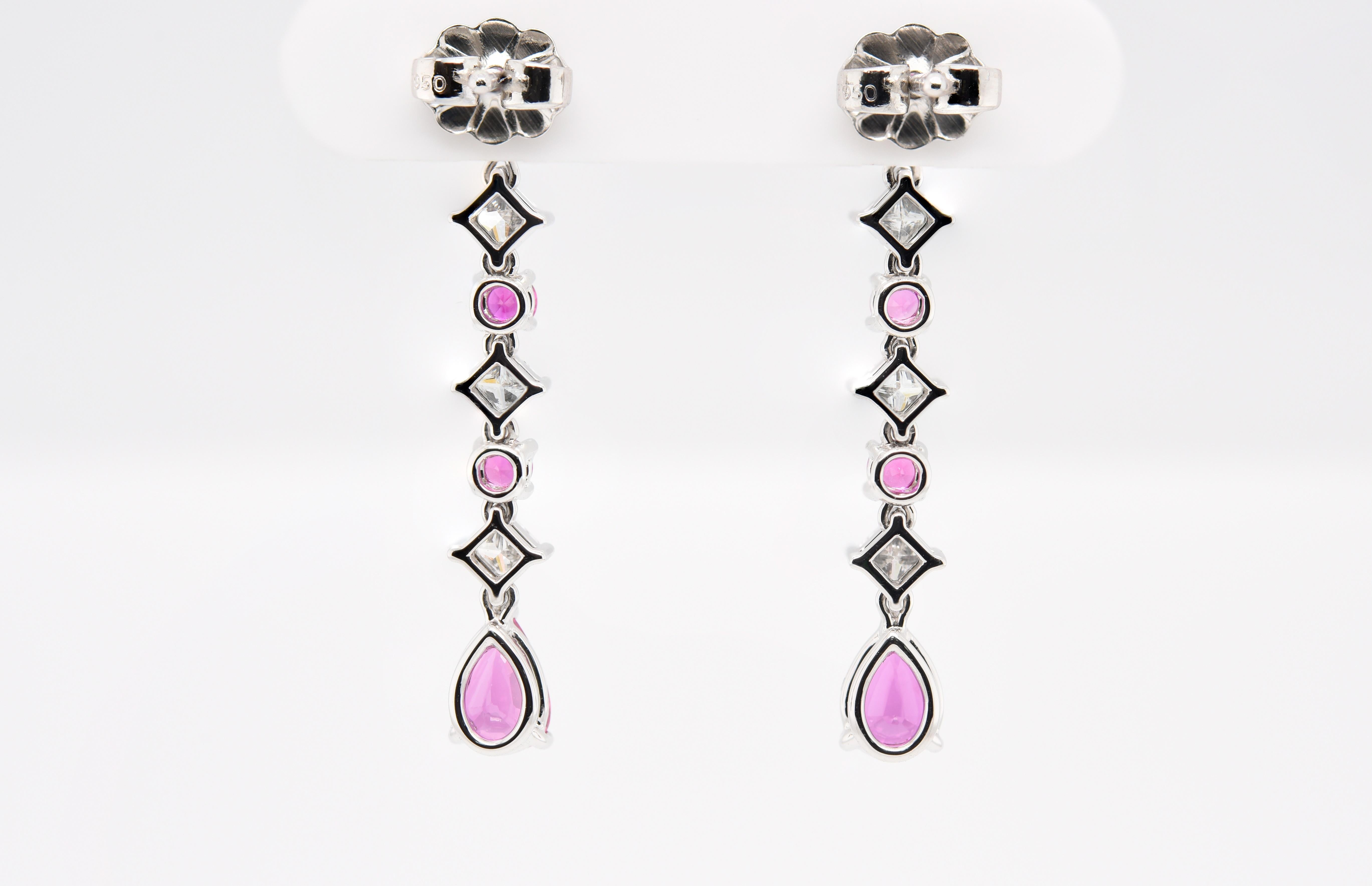 Pear Cut JAG New York Ruby and Diamond Dangle Earrings in Platinum For Sale