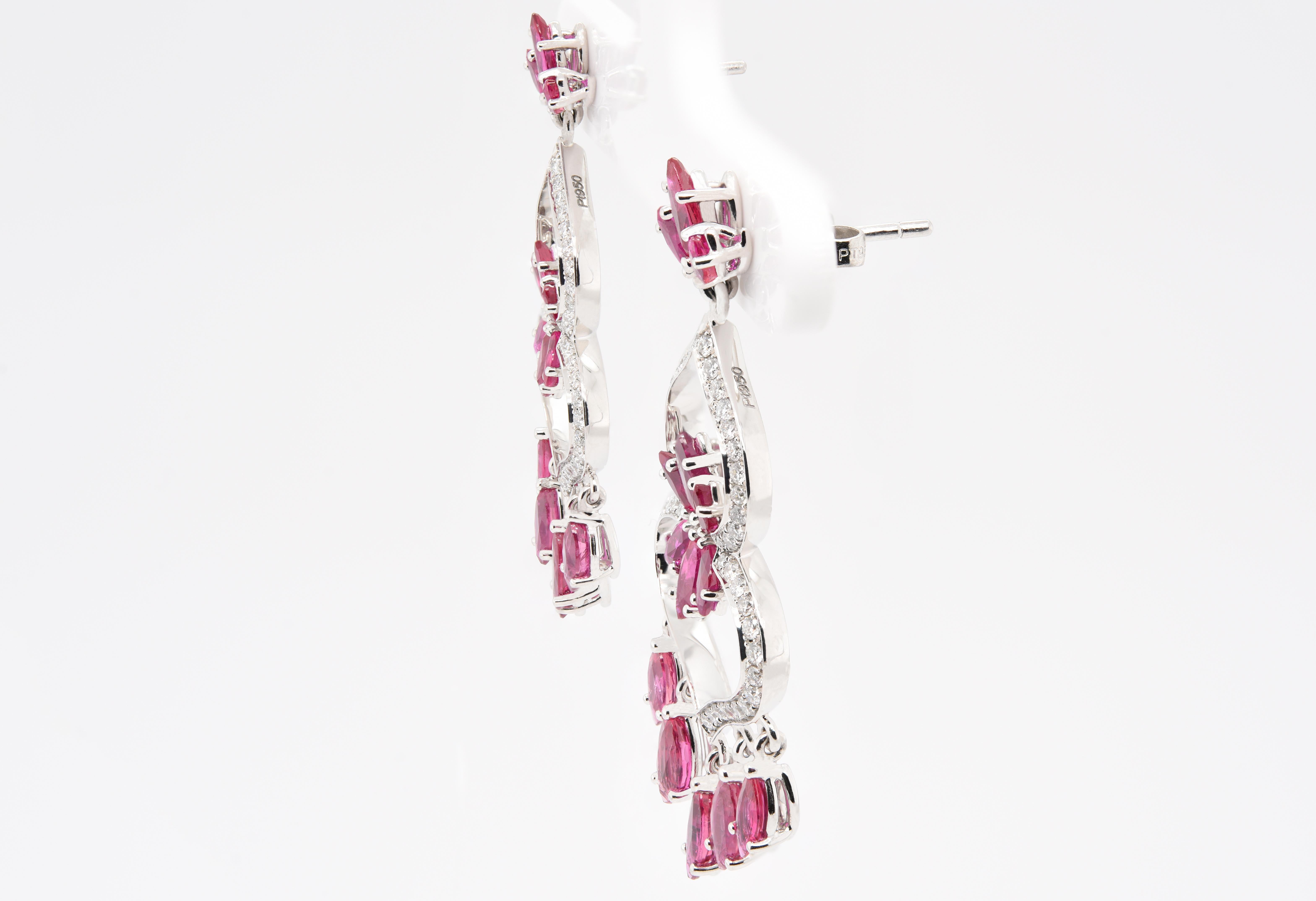 Artist JAG New York Ruby Flowers on an Open Spade of Diamonds in Platinum For Sale