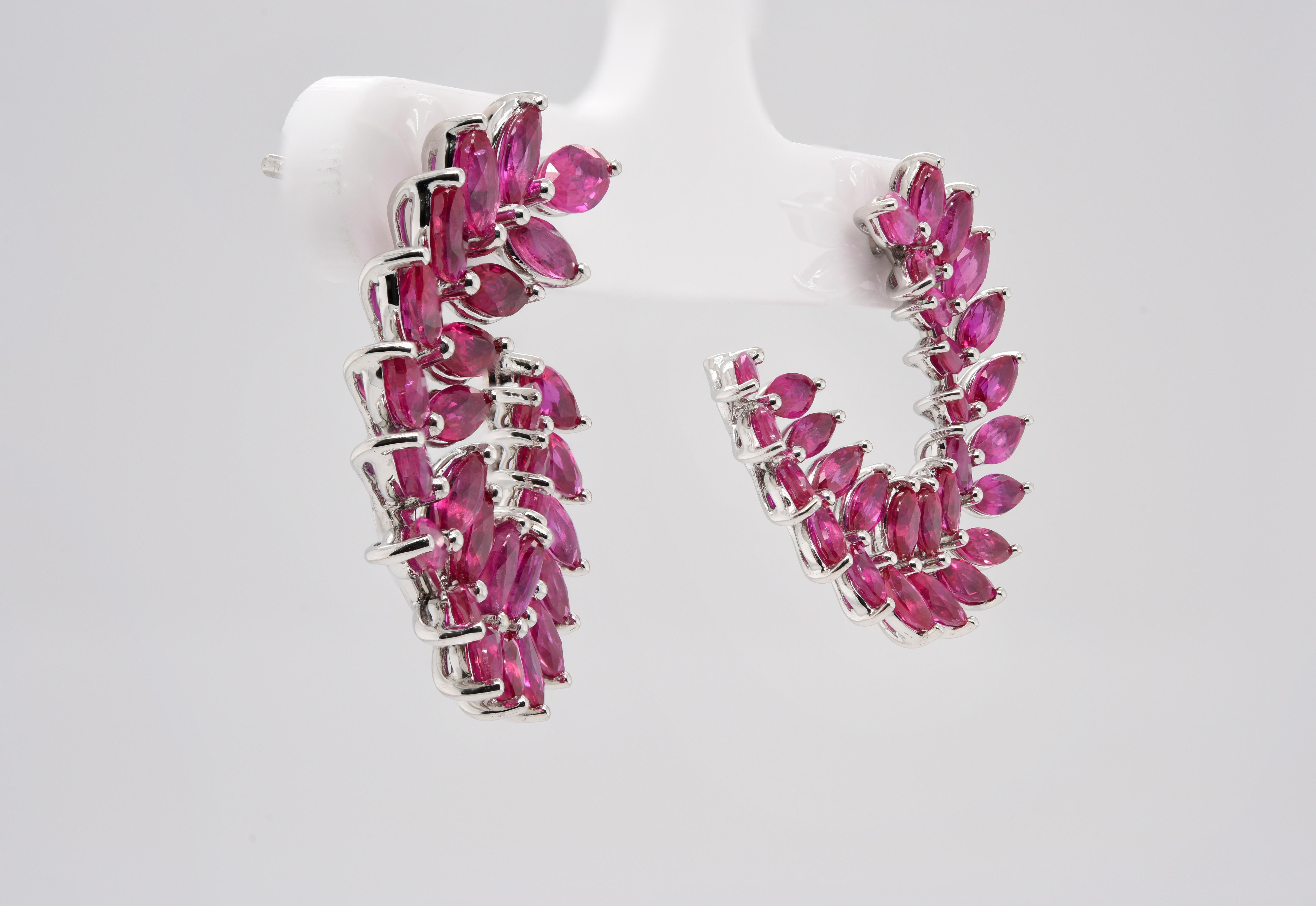 Marquise Cut JAG New York Ruby Marquise Earrings in Platinum For Sale