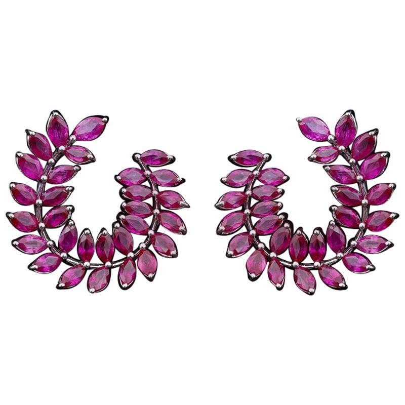 JAG New York Ruby Marquise Earrings in Platinum For Sale