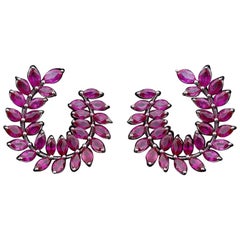 JAG New York Ruby Marquise Earrings in Platinum