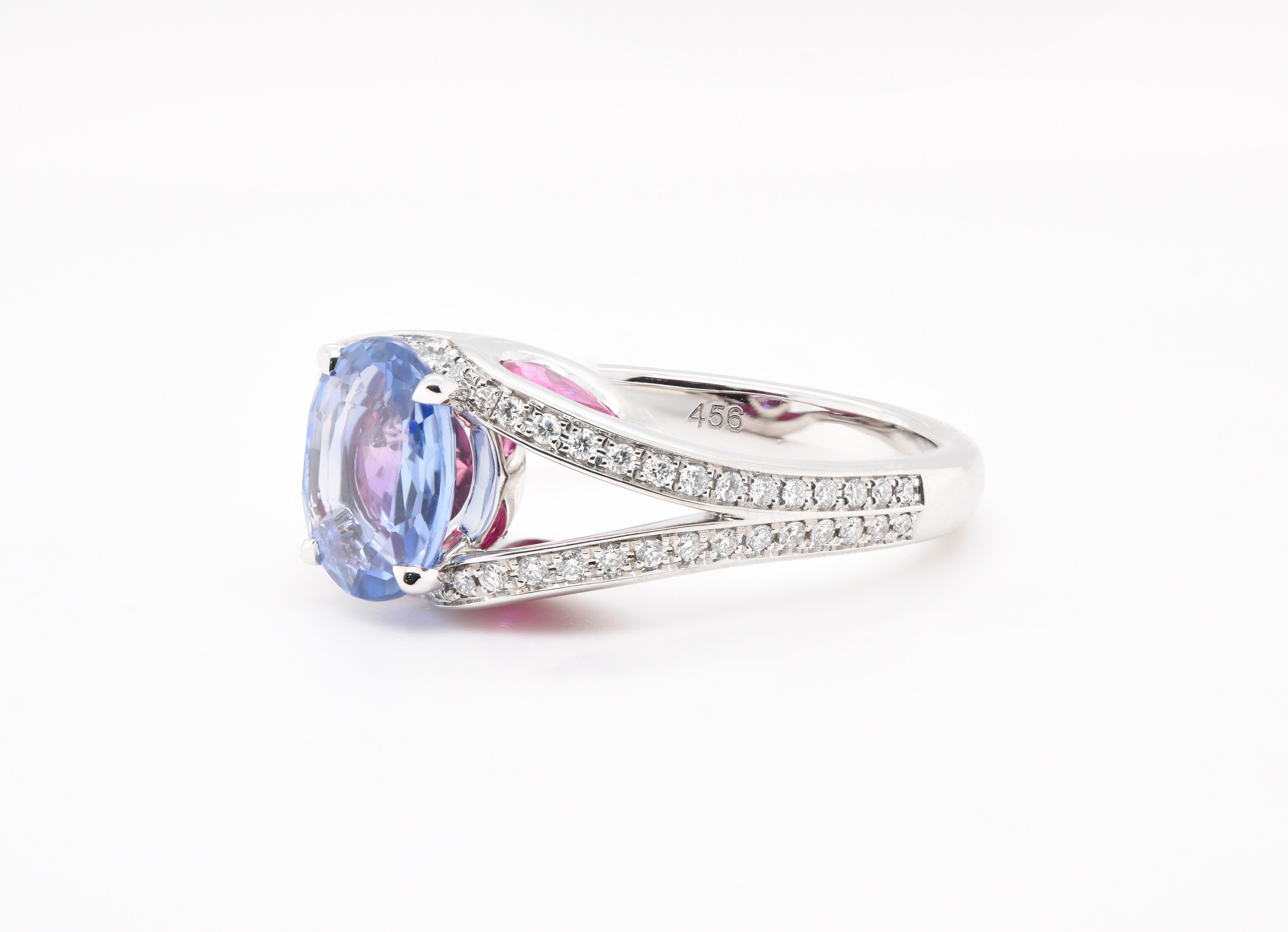 Oval Cut JAG New York Ruby, Sapphire, Tourmaline and Diamond Platinum Ring  For Sale
