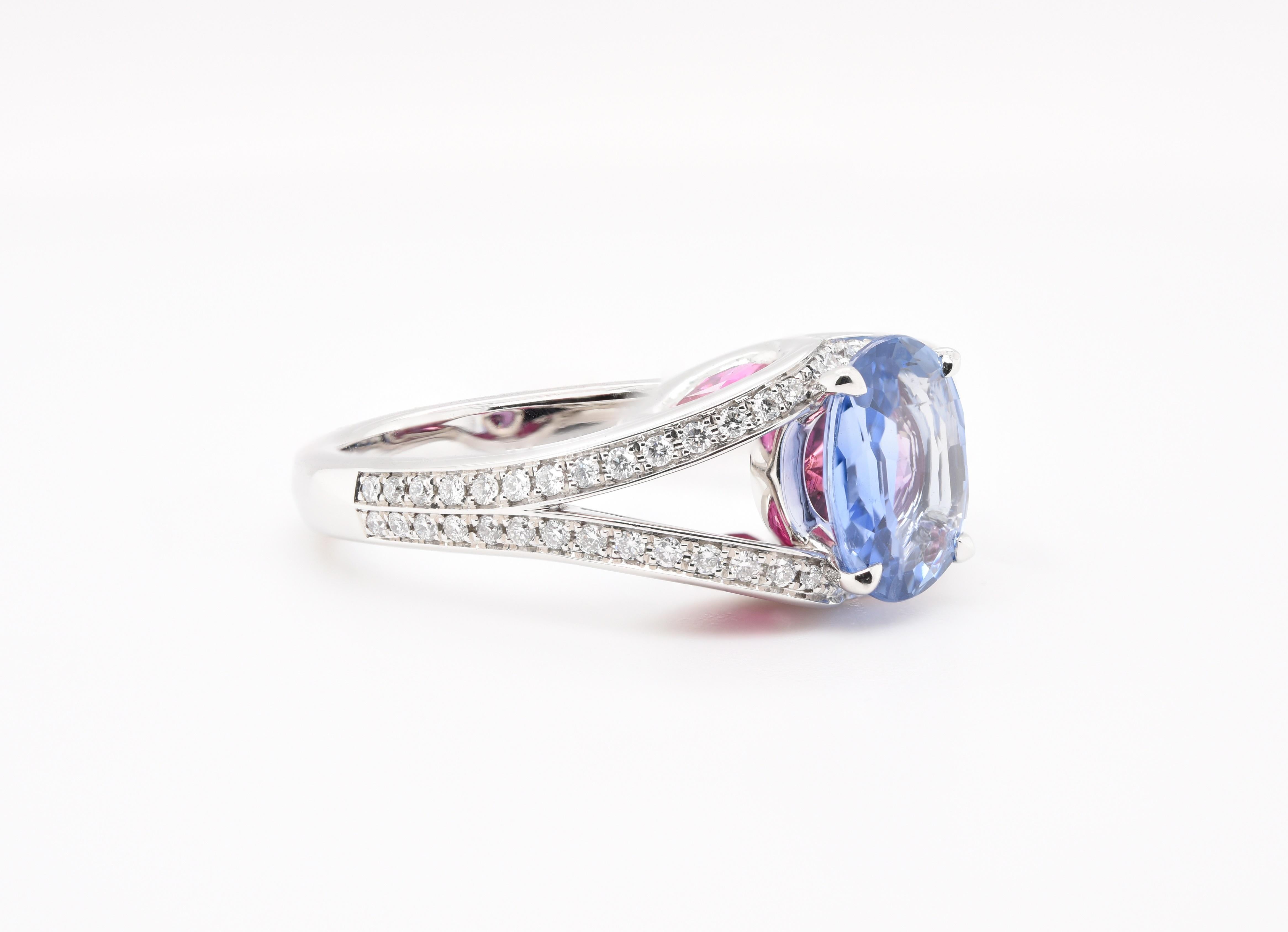 Women's or Men's JAG New York Ruby, Sapphire, Tourmaline and Diamond Platinum Ring  For Sale