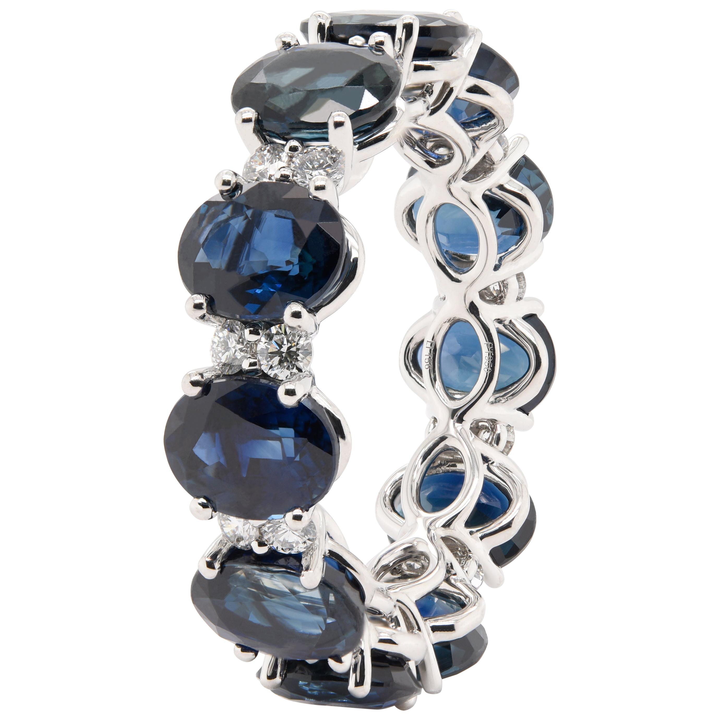 JAG New York Sapphire and Diamond Eternity Ring Created in Platinum