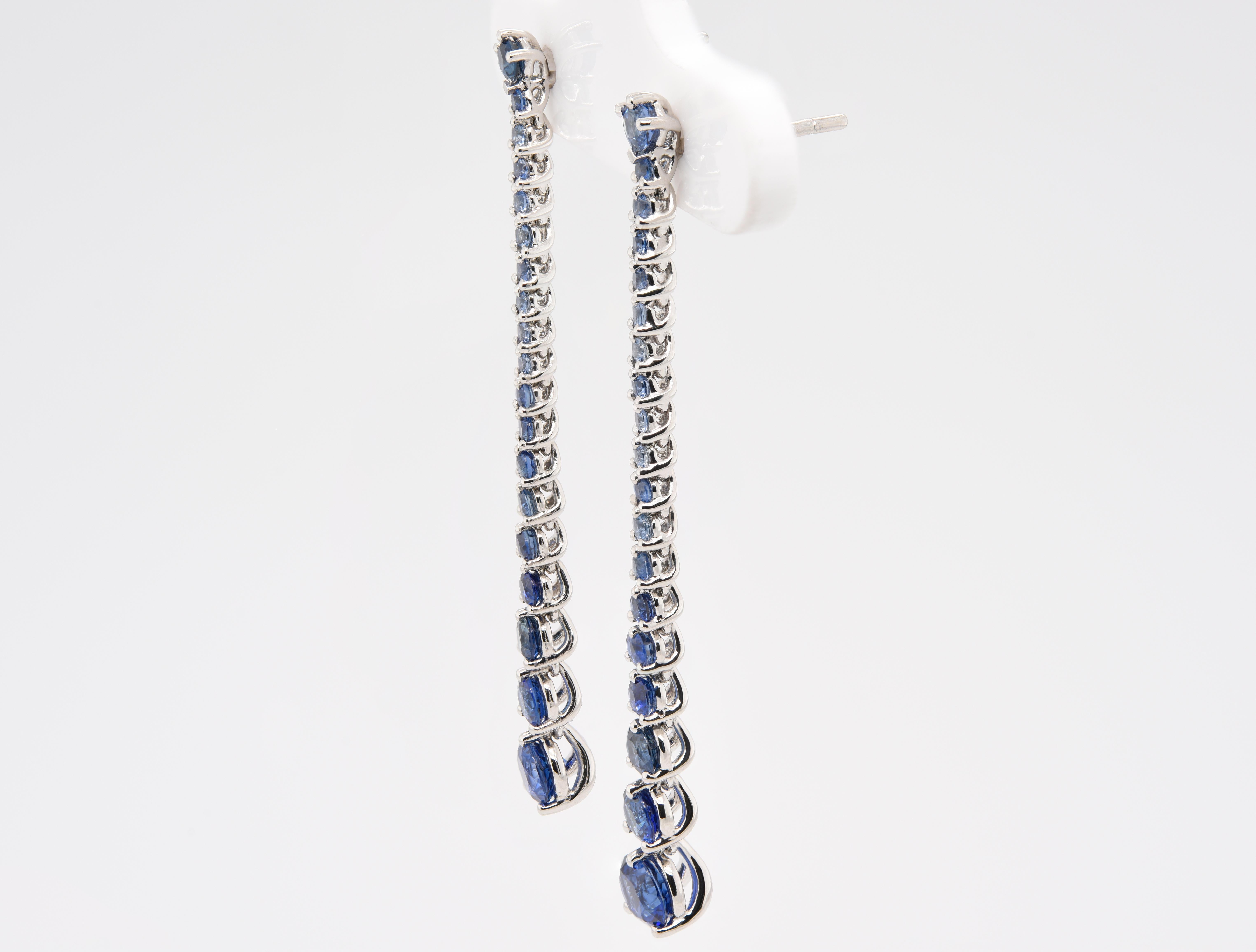 From our Vapour Collection these Blue Sapphire Earrings created in Platinum have over 2.50 carats of graduating gemstones. Exclusive design by JAG New York and can be created in any gemstone your choose. Just ask!

At JAG New York we have been