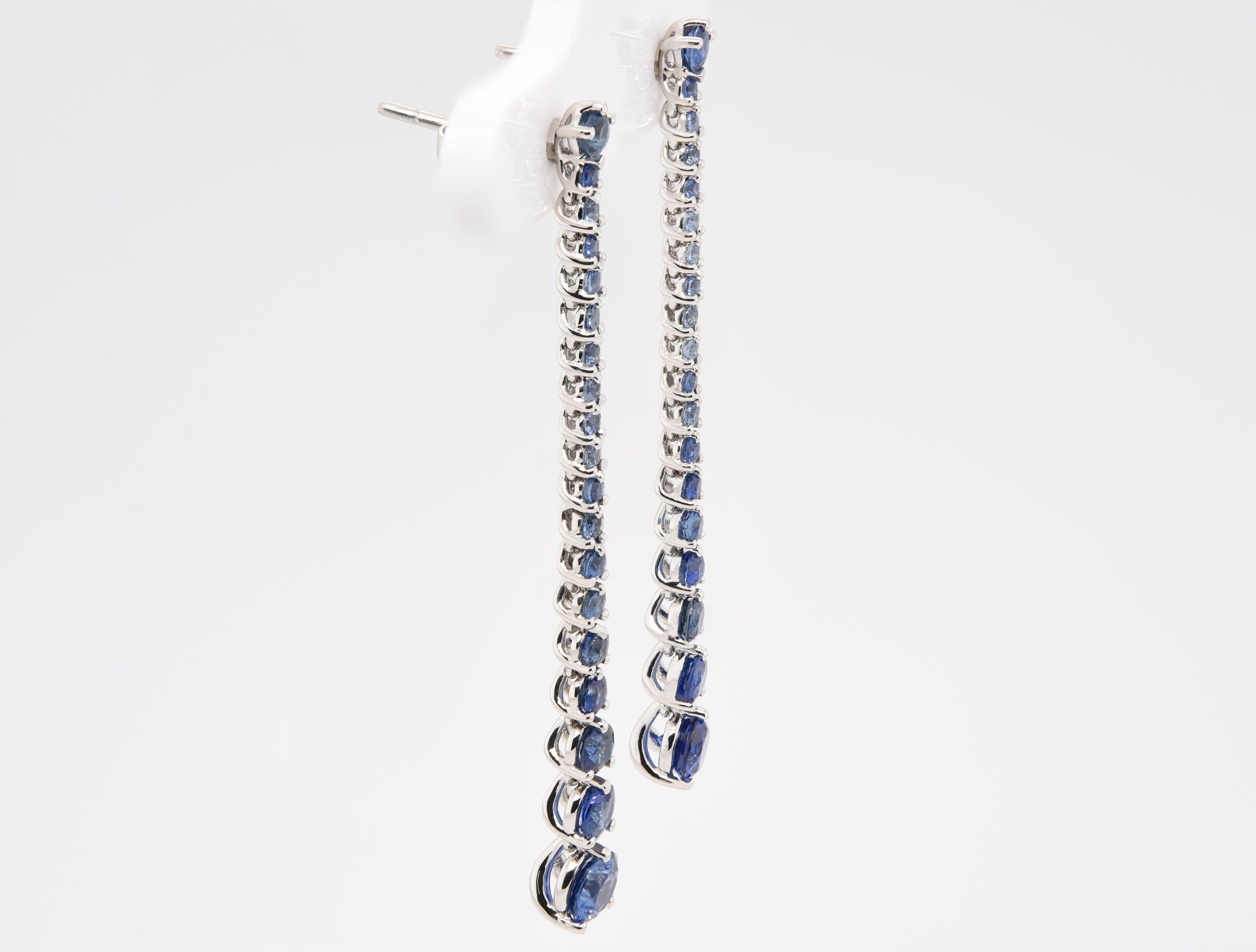 Artisan JAG New York Sapphire Dangle Earrings Created in Platinum For Sale