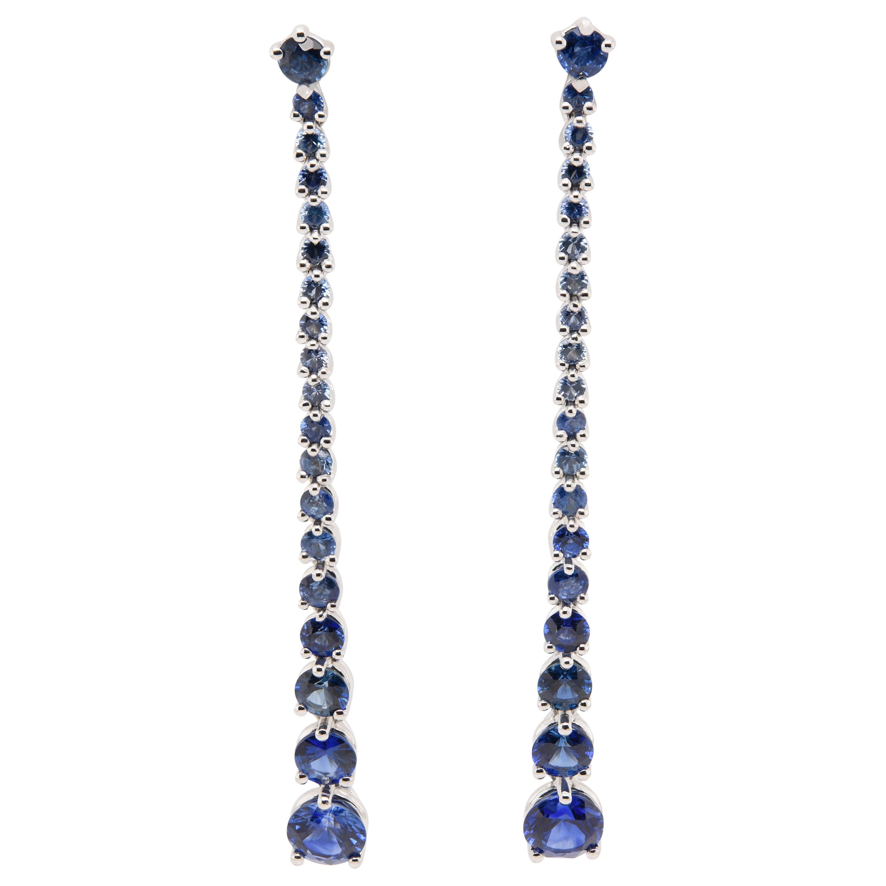 JAG New York Sapphire Dangle Earrings Created in Platinum For Sale
