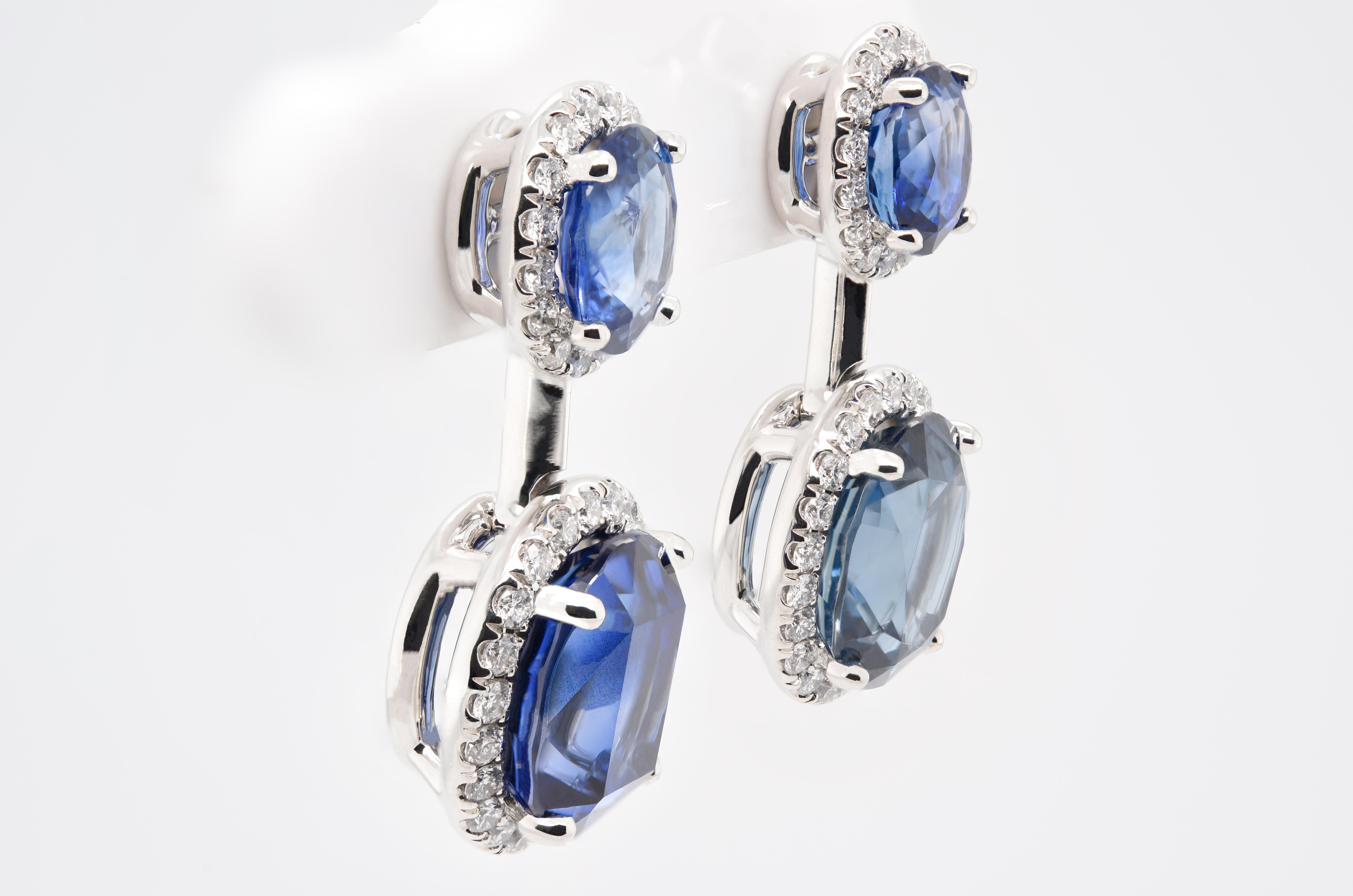 JAG New York created for you these drop earrings with blue celestial sapphires and diamonds that is comprised of 6.60 carats total gemstone weight of sapphires and diamonds set in platinum.  

Unapologetic self-expression through jewelry. JAG New