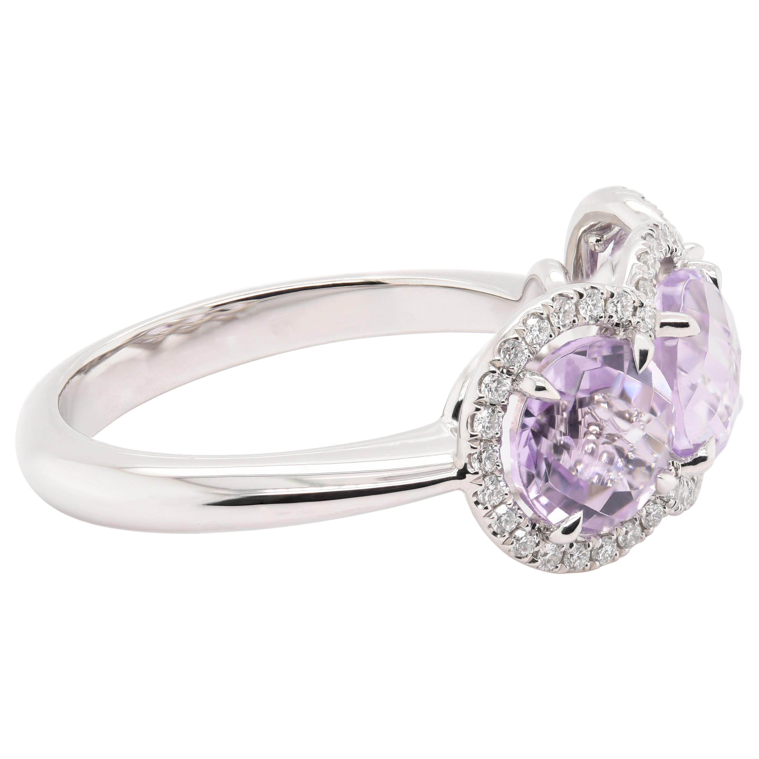 JAG New York created for you this amethyst ring surrounded by diamond halos that is comprised of 2.95 carats total gemstone weight of amethyst and diamonds set in platinum.  

Unapologetic self-expression through jewelry. JAG New York's world class