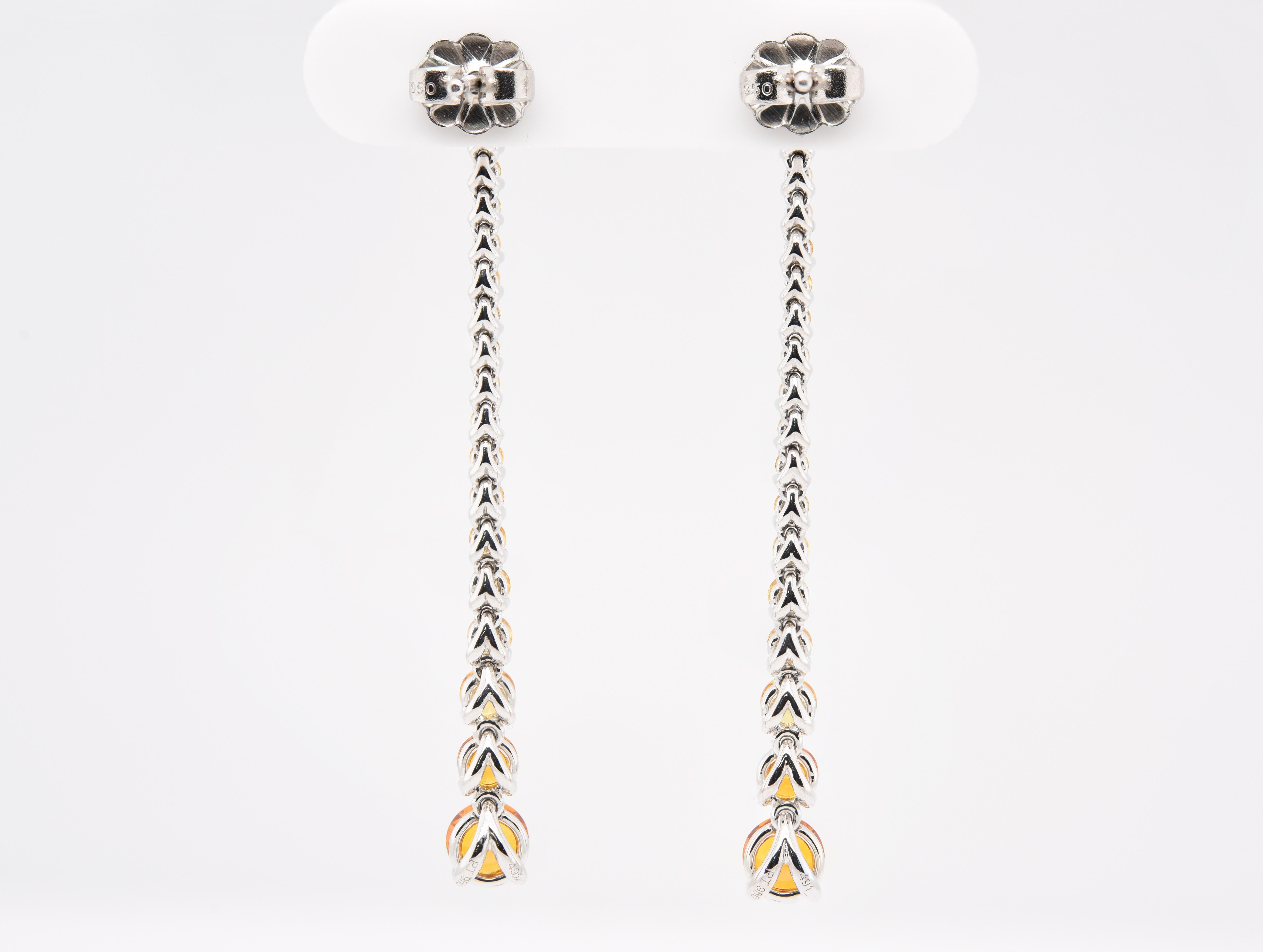 Artisan JAG New York Yellow Sapphire Dangle Earrings in Platinum For Sale