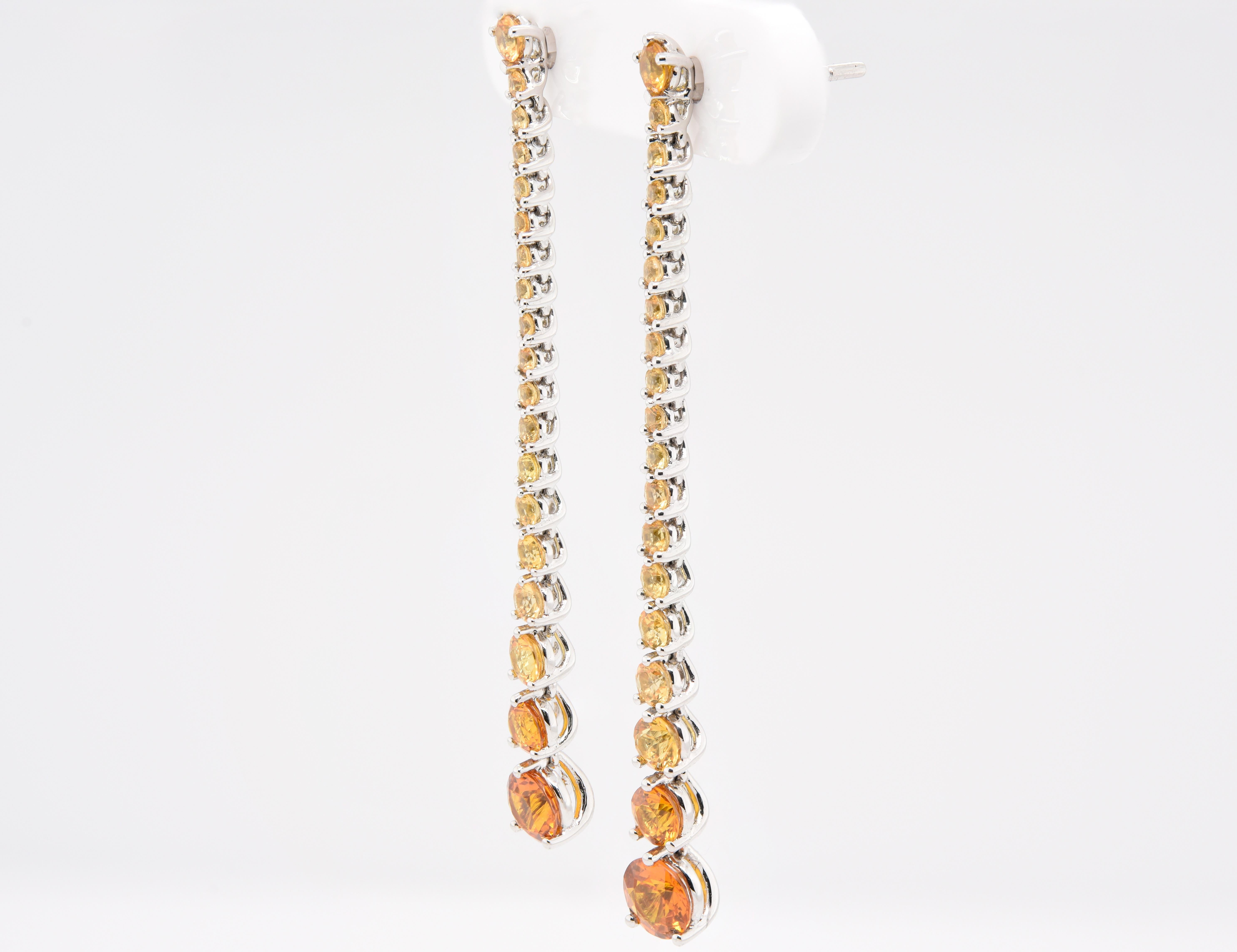 Women's JAG New York Yellow Sapphire Dangle Earrings in Platinum For Sale