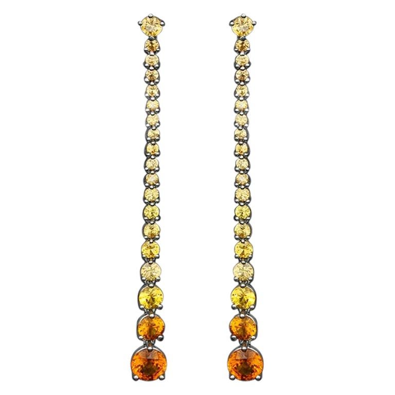 JAG New York Yellow Sapphire Dangle Earrings in Platinum For Sale