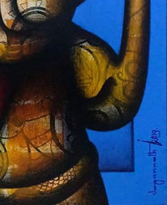 Bond of Love, Relationship, Charcoal, Acrylic, Red, Blue, Green, Brown"In Stock"