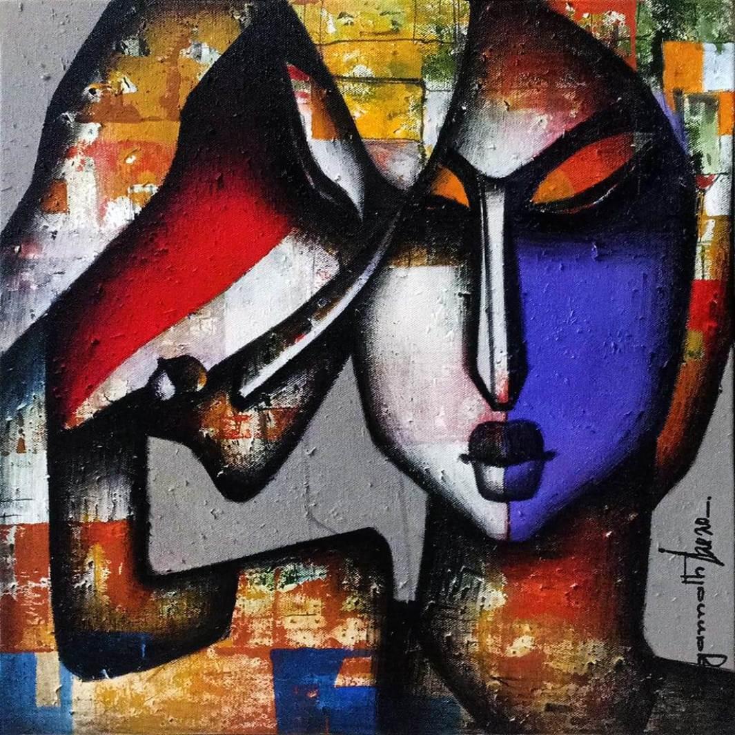 Jagannath Paul Figurative Painting - Bond of Love Series, Charcoal & Acrylic on Canvas, Contemporary Artist"In Stock"