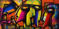 Togetherness, Couple , Love, Passion, Happy couple on canvas, Indian Art, Acrylic