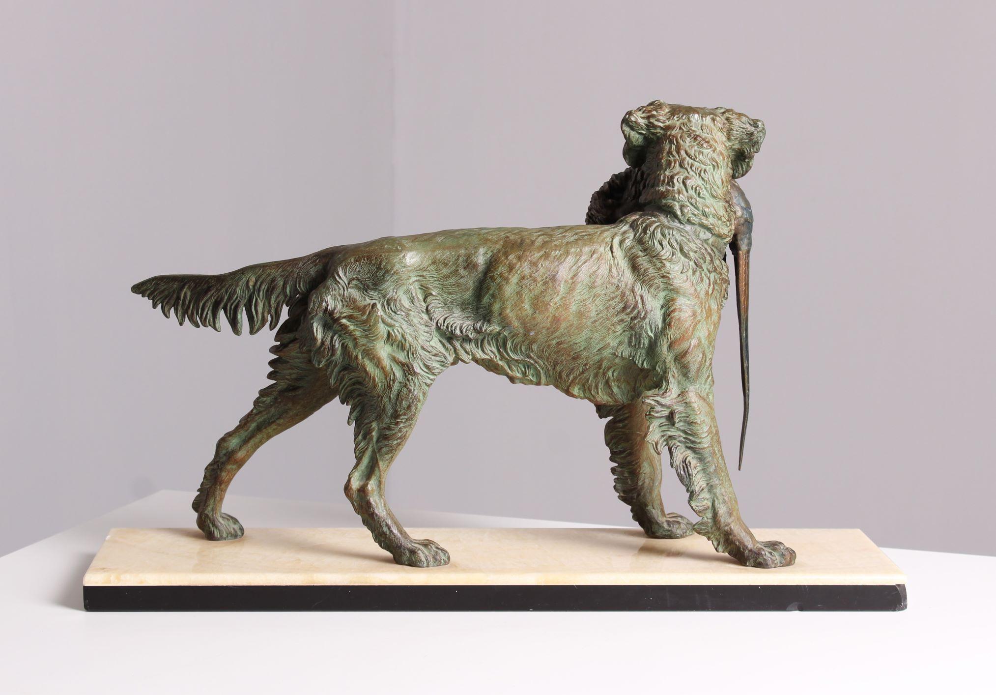 Jagdhund, Spaniel mit Fasan, Skulptur von Jules Moigniez, frühes 20. Jahrhundert im Angebot 1