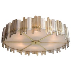 Jagged Drum Blown Ceiling Fixture, Contemporary, UL Certified