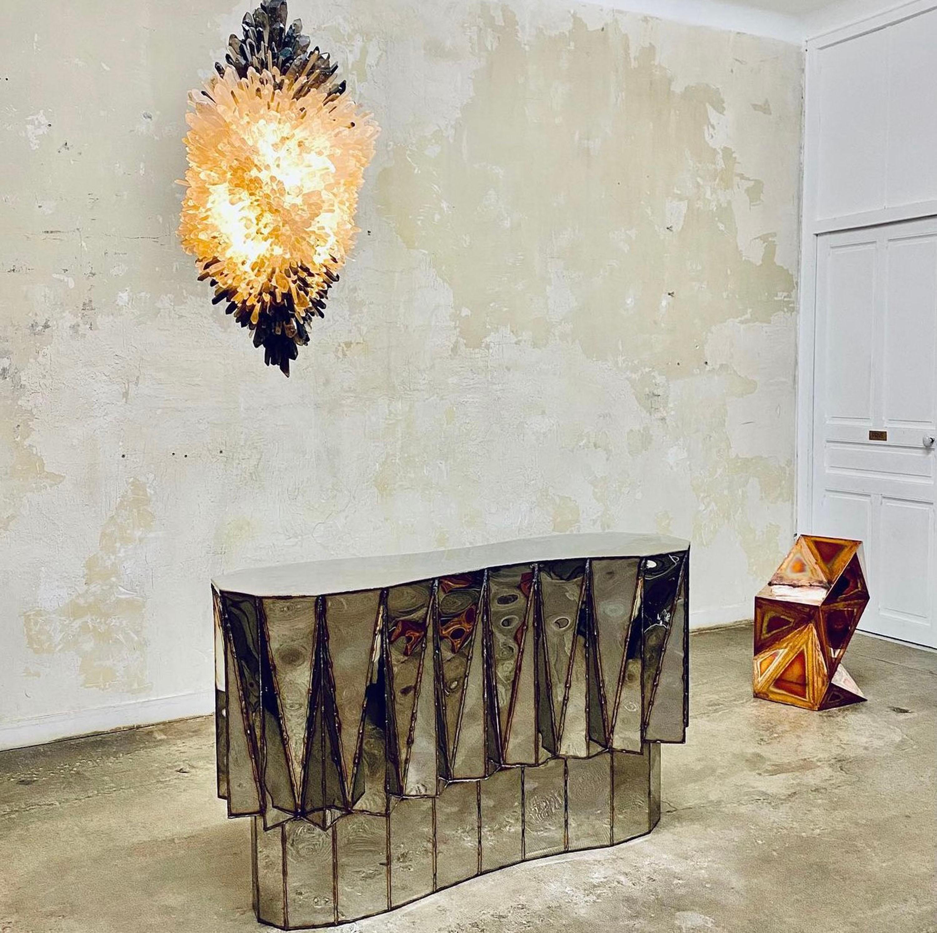 Contemporary Jagged Edge Bar in Welded Mirror Polish & Stainless Steel by Julian Mayor For Sale