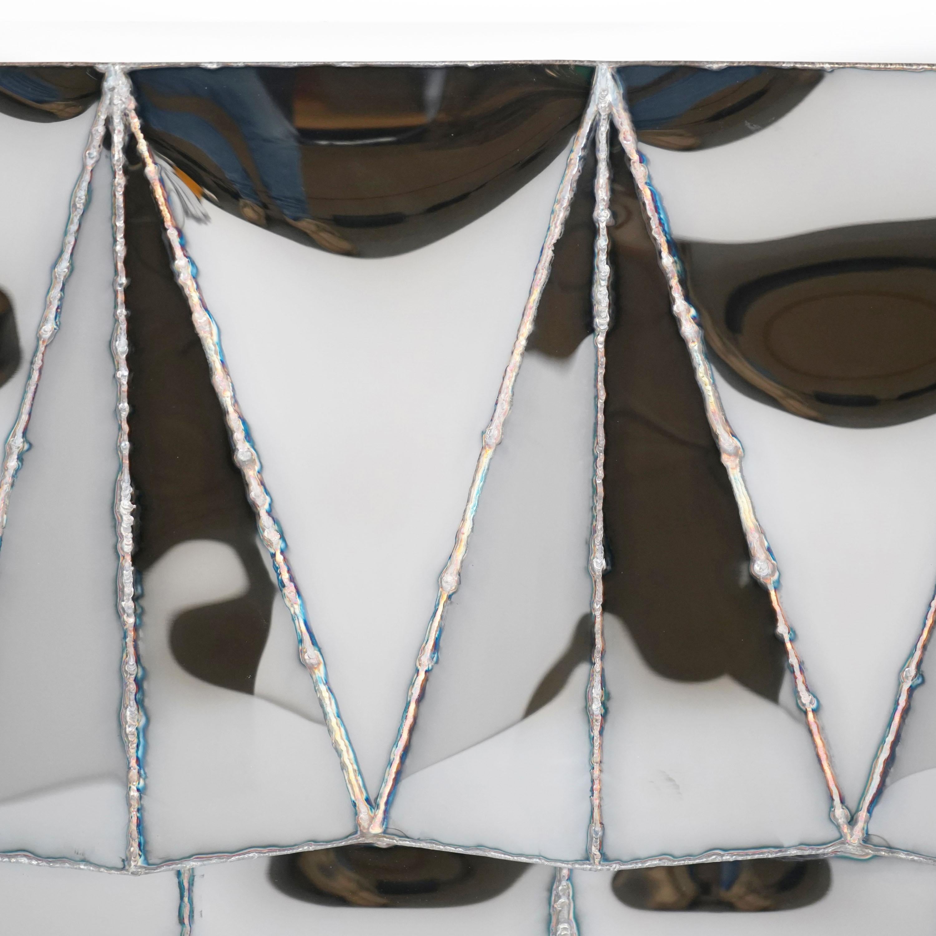 Post-Modern Jagged Edge Console in Welded Mirror-Polished Stainless Steel by Julian Mayor For Sale