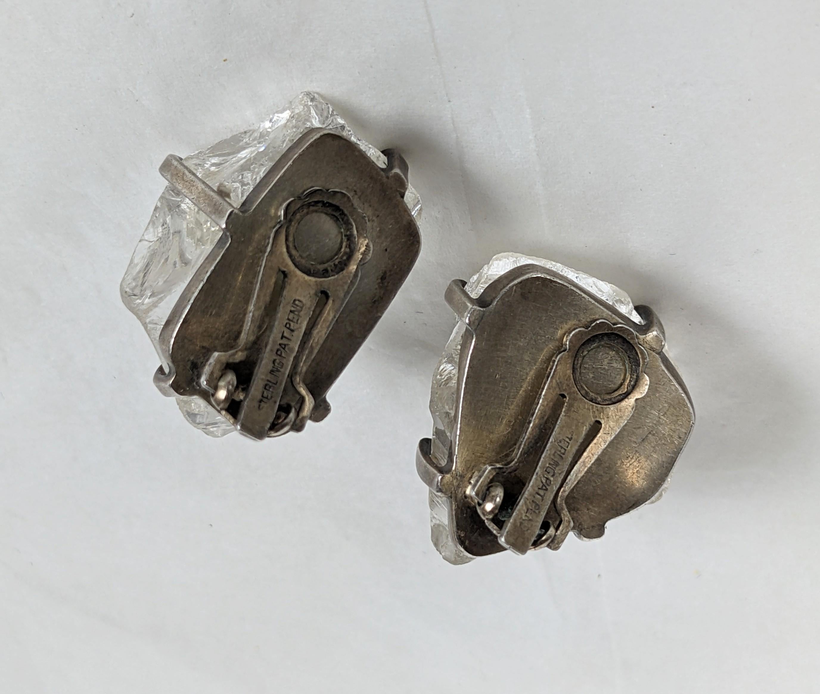 Non taillé Clips d'oreilles en cristal de roche dentelé en vente