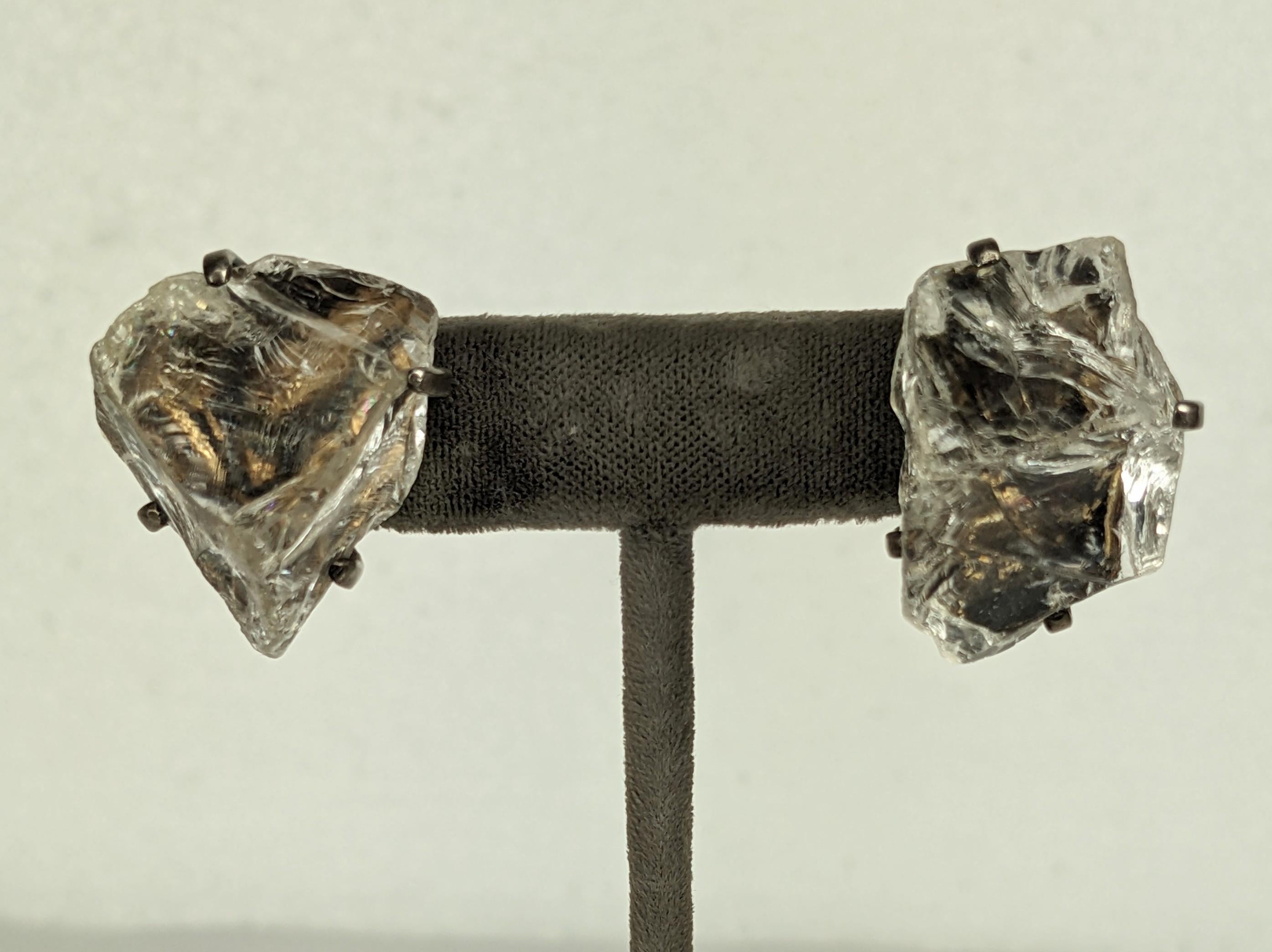 Clips d'oreilles en cristal de roche dentelé Bon état - En vente à New York, NY