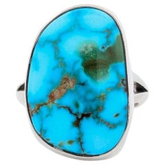 Jagged Stone Bluff  Sterling Silver & Bright Blue Kingman Turquoise Ring