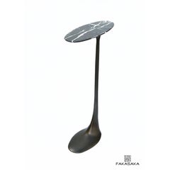 Jagger Drink Table with Nero Marquina Marble Top by Fakasaka Design